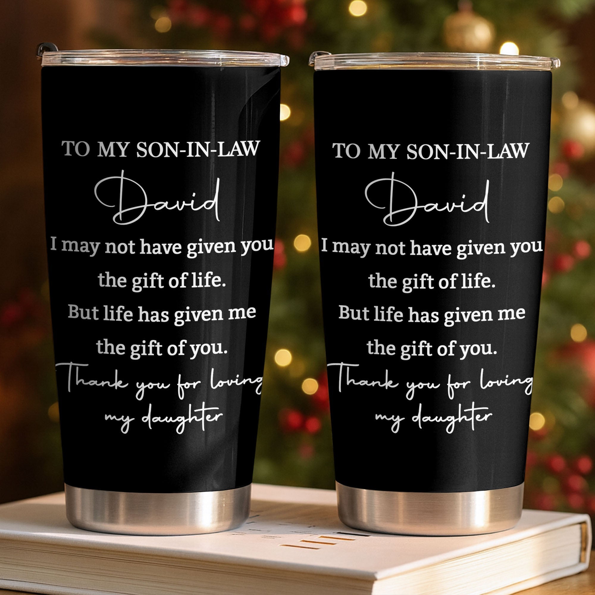 Personalized Stainless Steel Tumbler Custom Drink Gift for Son-in-Law