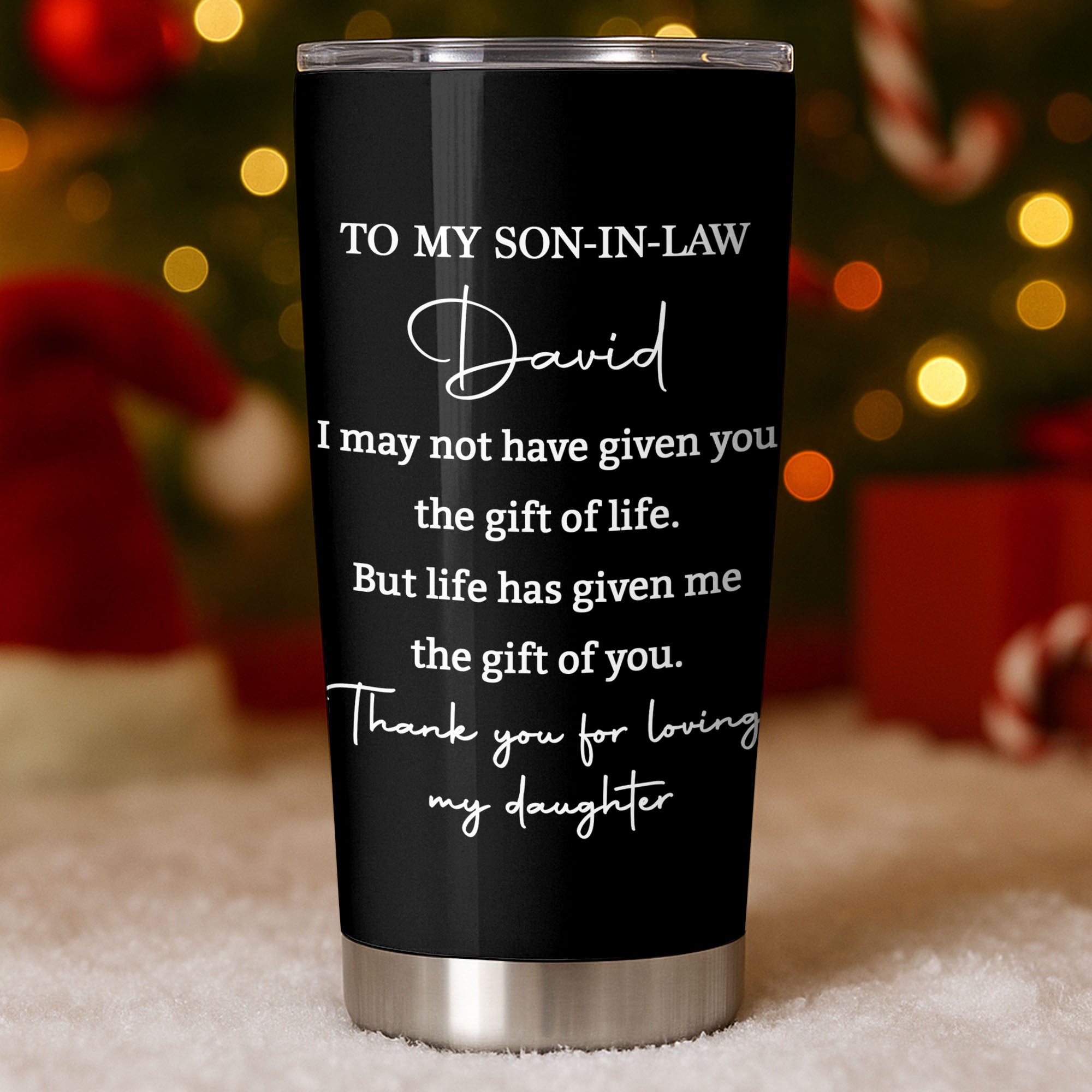 Personalized Stainless Steel Tumbler Custom Drink Gift for Son-in-Law