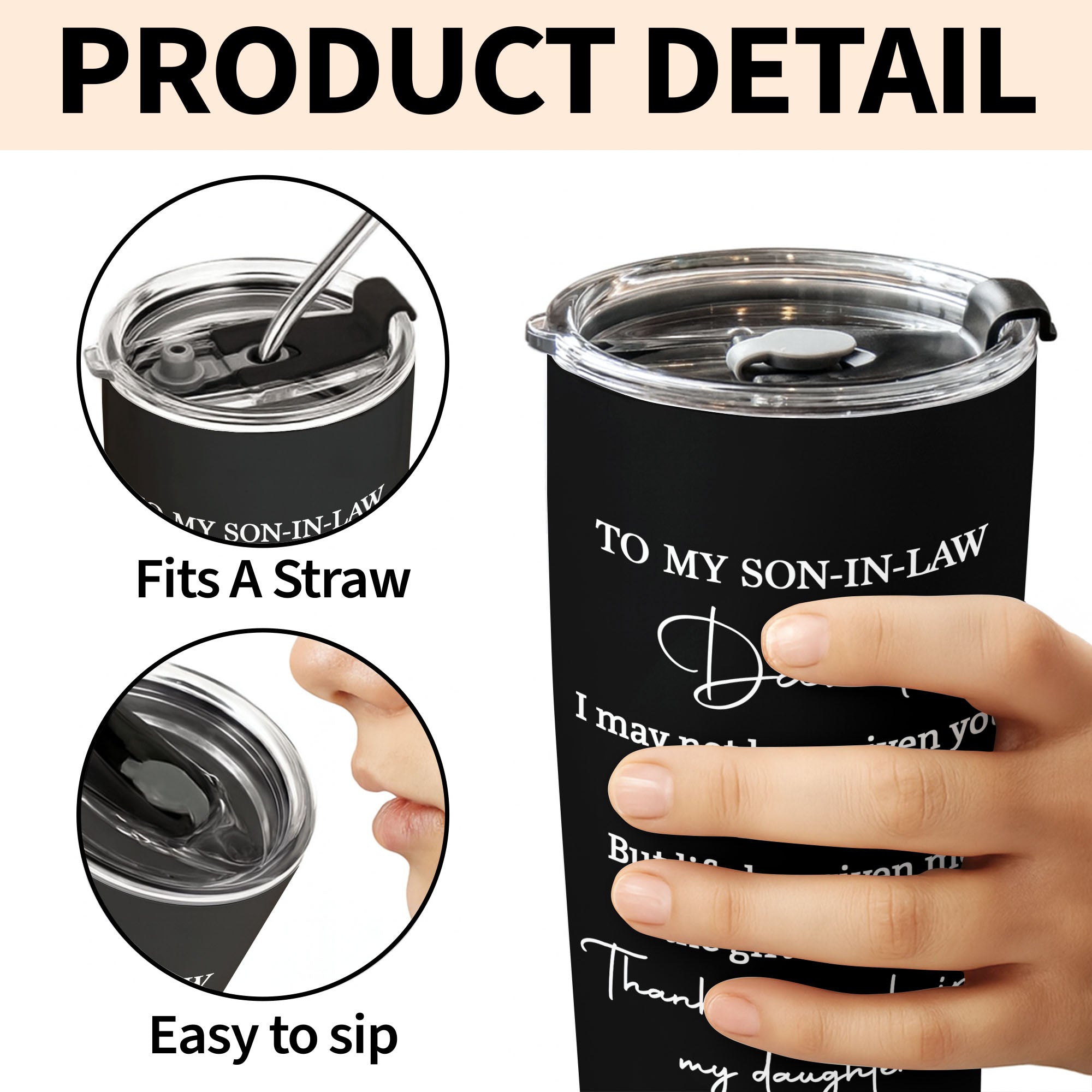 Personalized Stainless Steel Tumbler Custom Drink Gift for Son-in-Law
