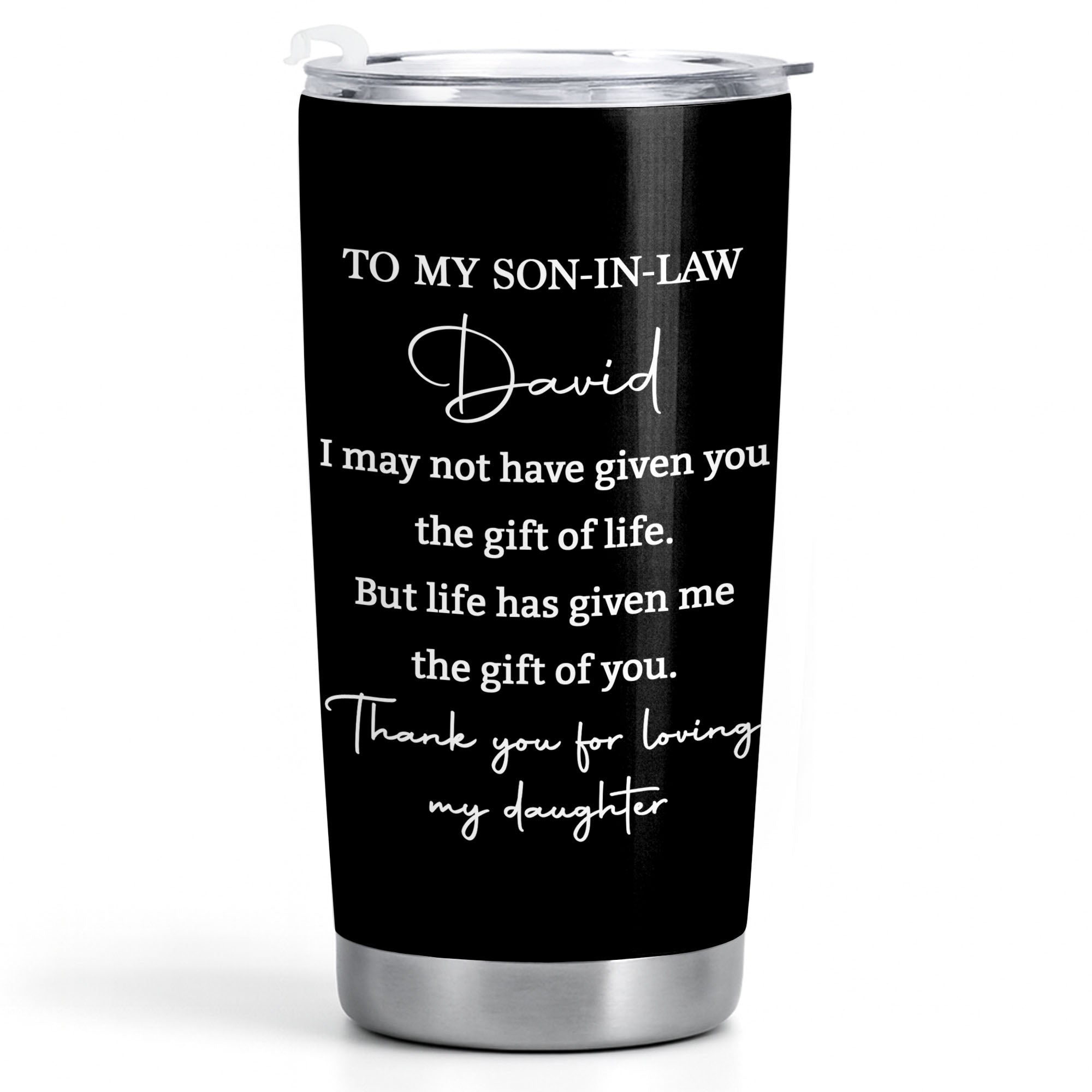 Personalized Stainless Steel Tumbler Custom Drink Gift for Son-in-Law