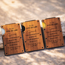 Load image into Gallery viewer, Personalized Walnut Card Holder Custom Engraved Gift for Son-in-Law
