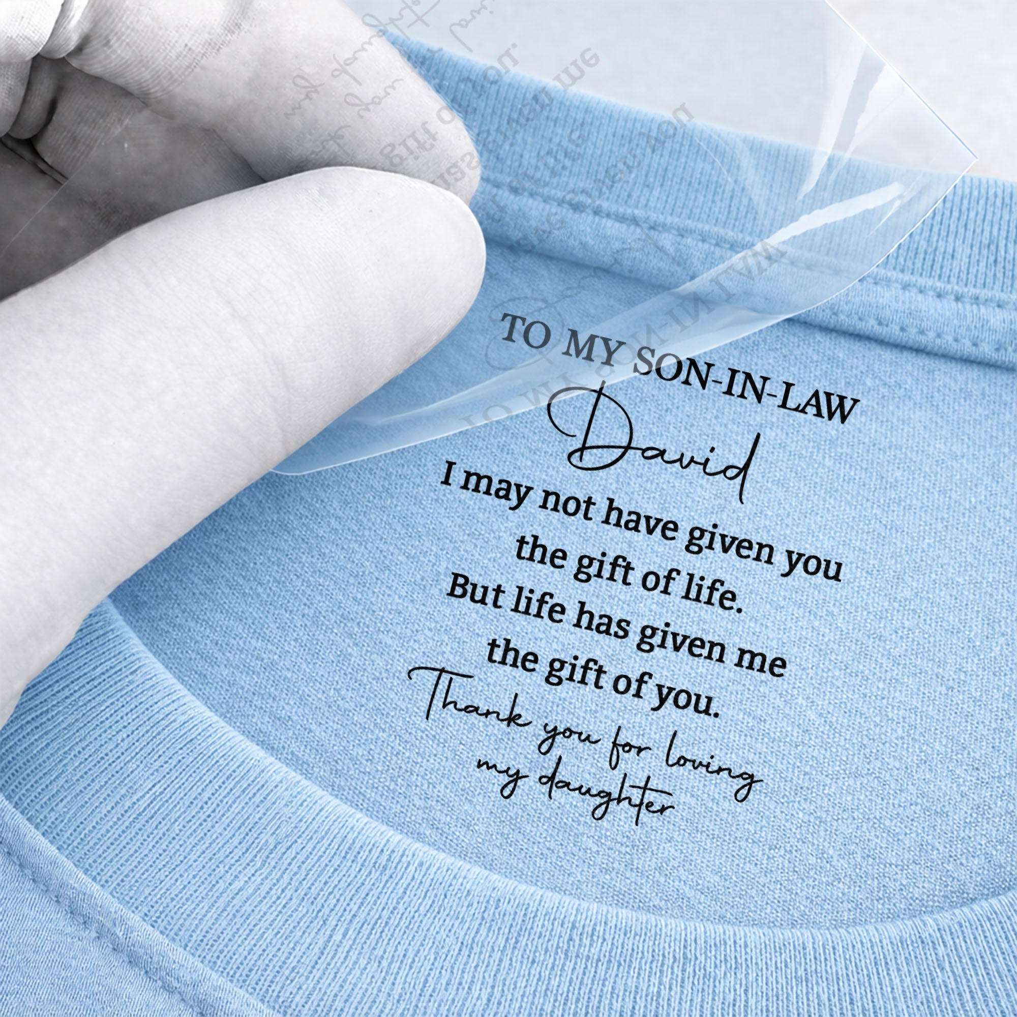 Personalized Inside Neck Print T-Shirt Gift for Son-in-Law