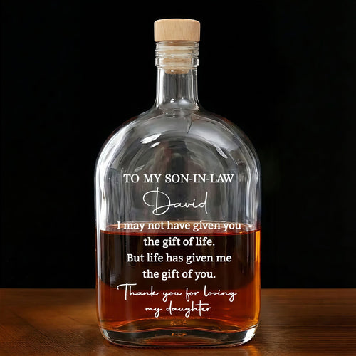 Personalized Whiskey Bottle Custom Script Gift for Son-in-Law