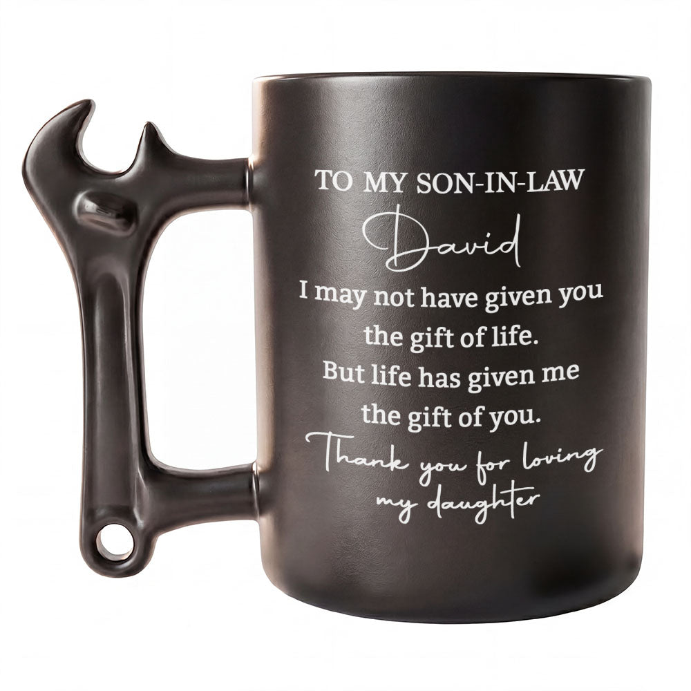 Personalized Wrench Handle Coffee Mug Custom Gift for Son-in-Law