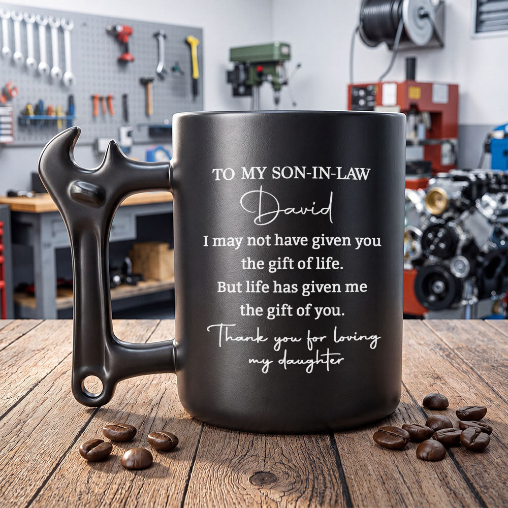Personalized Wrench Handle Coffee Mug Custom Gift for Son-in-Law
