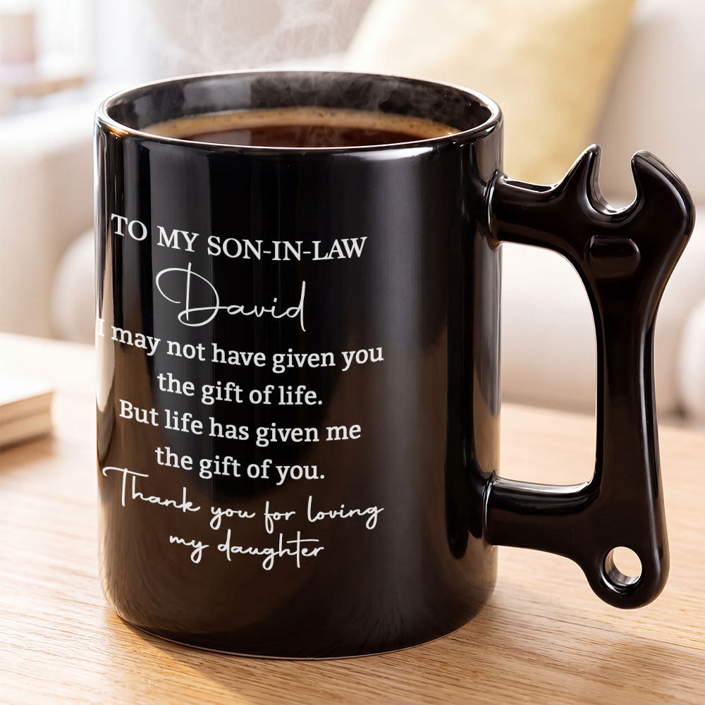 Personalized Wrench Handle Coffee Mug Custom Gift for Son-in-Law