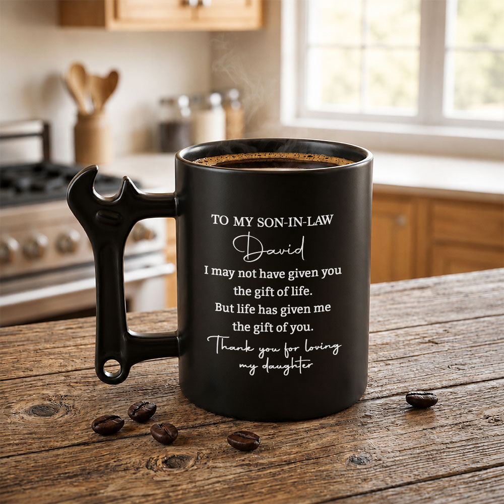 Personalized Wrench Handle Coffee Mug Custom Gift for Son-in-Law