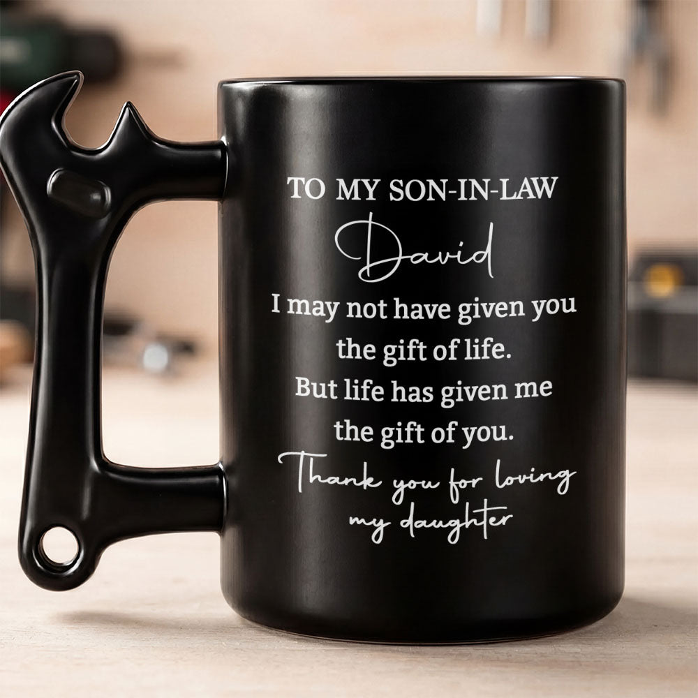 Personalized Wrench Handle Coffee Mug Custom Gift for Son-in-Law