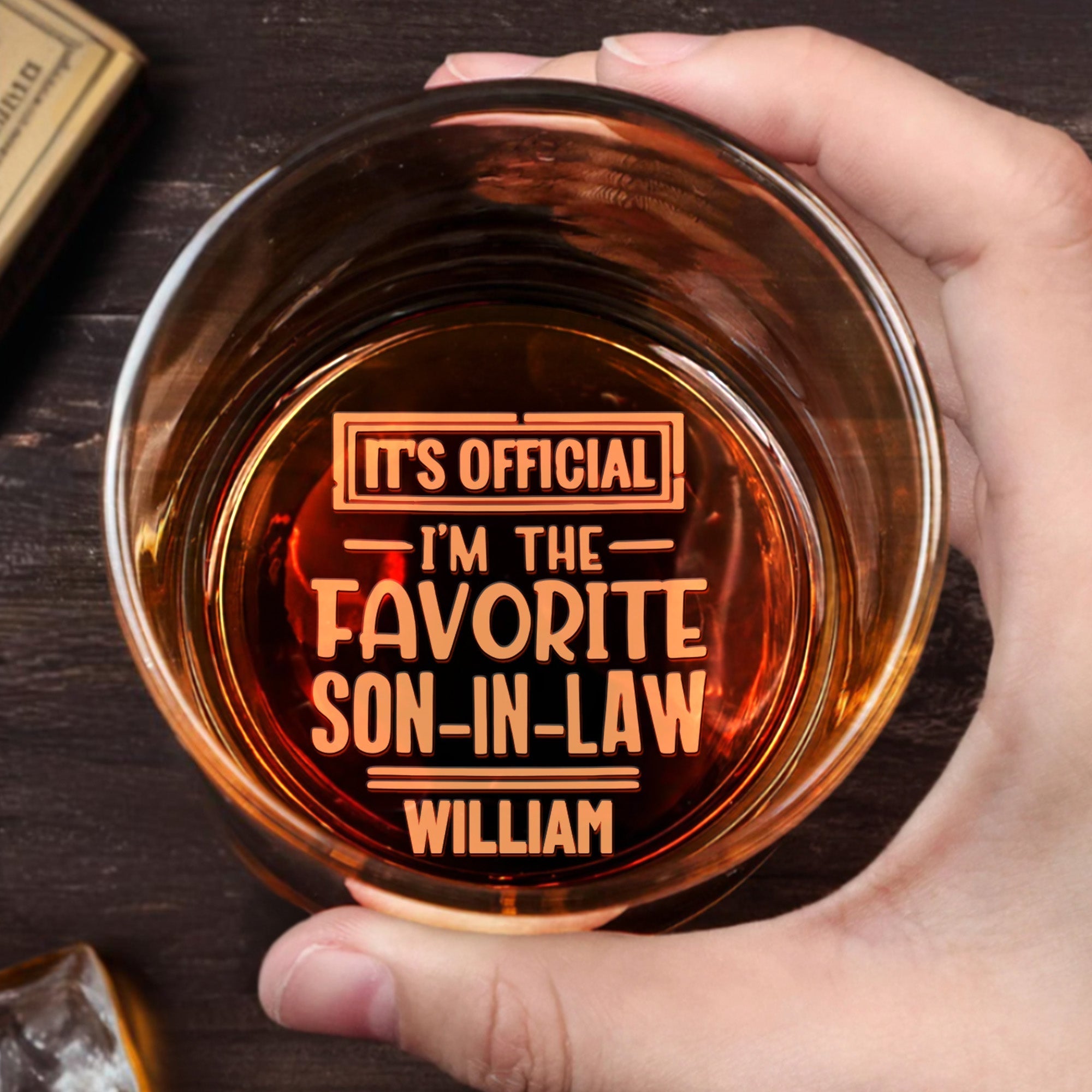 Personalized Engraved Whiskey Glass Custom Gift for Son-in-Law