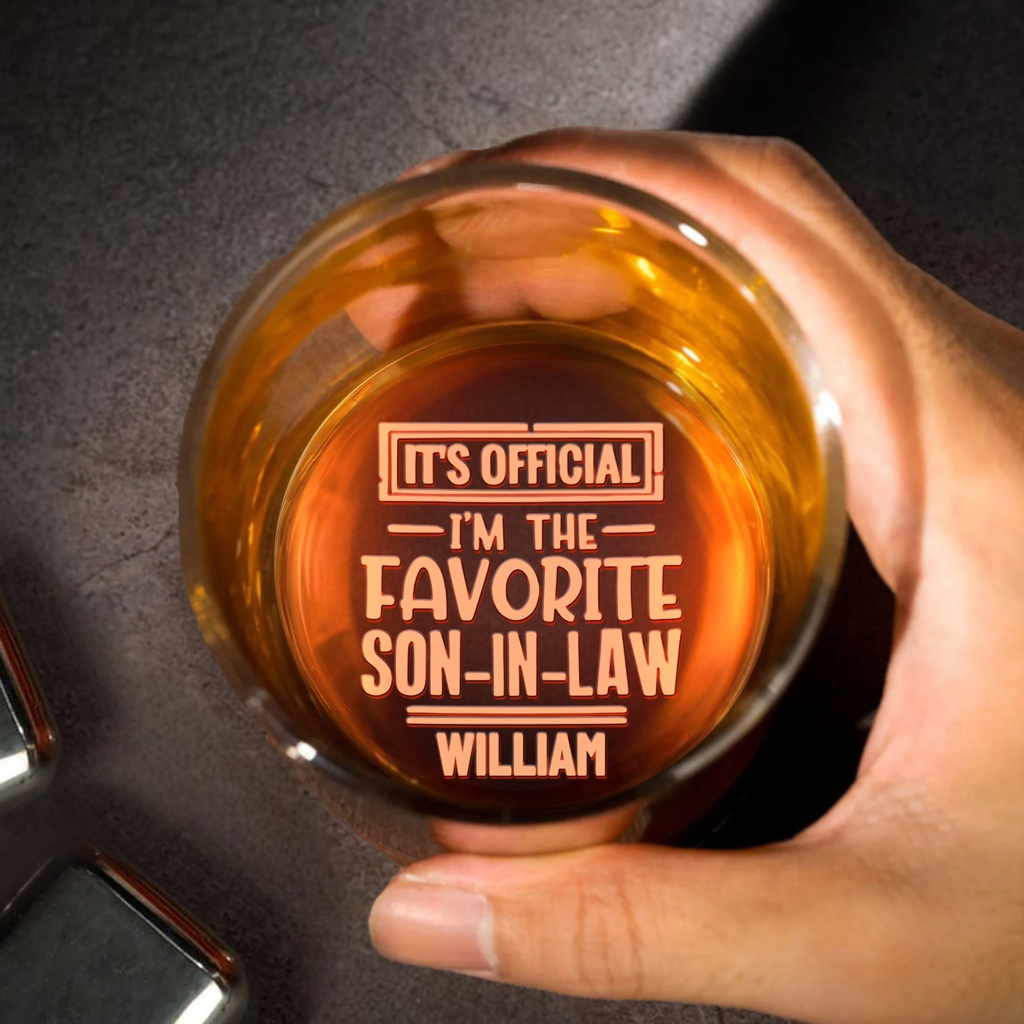 Personalized Engraved Whiskey Glass Custom Gift for Son-in-Law