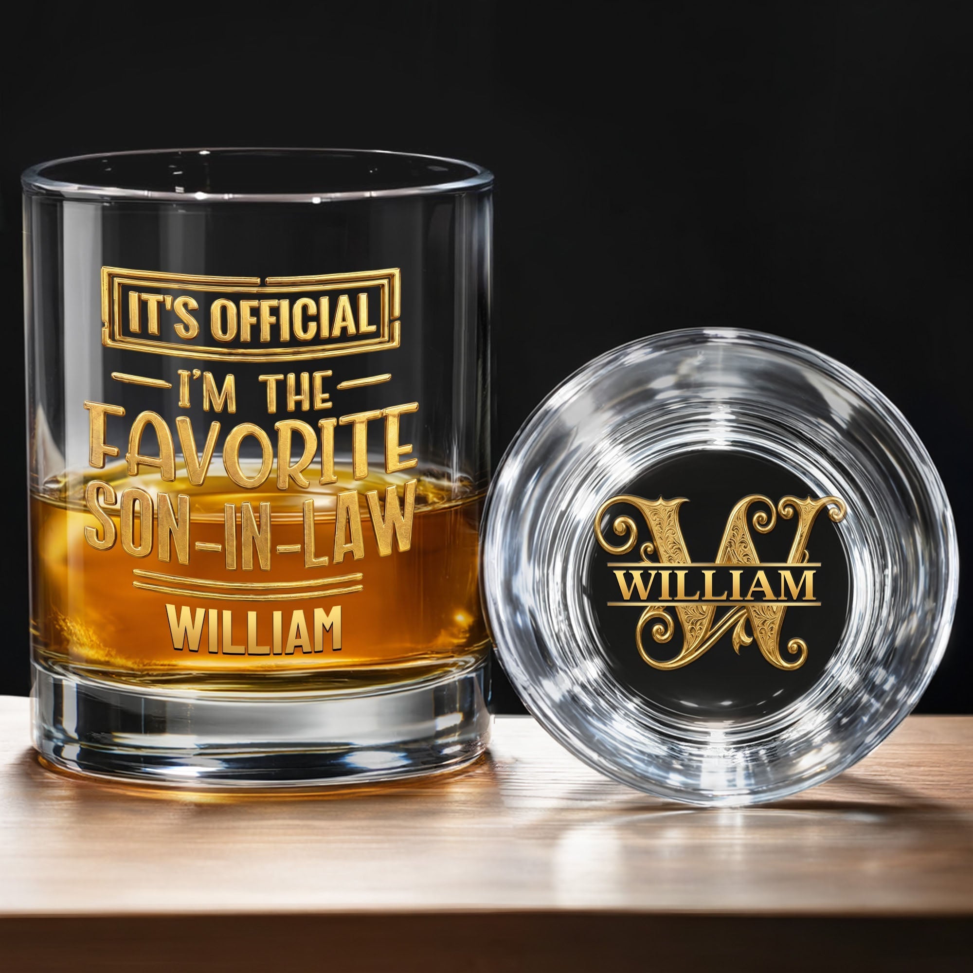 Personalized Whiskey Glass Custom Name Gift for Son-in-Law