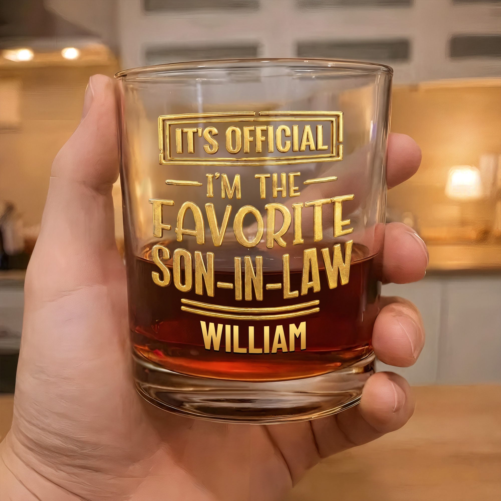 Personalized Whiskey Glass Custom Name Gift for Son-in-Law