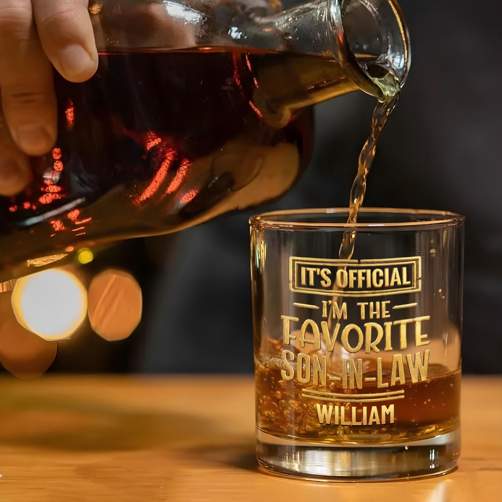 Personalized Whiskey Glass Custom Name Gift for Son-in-Law