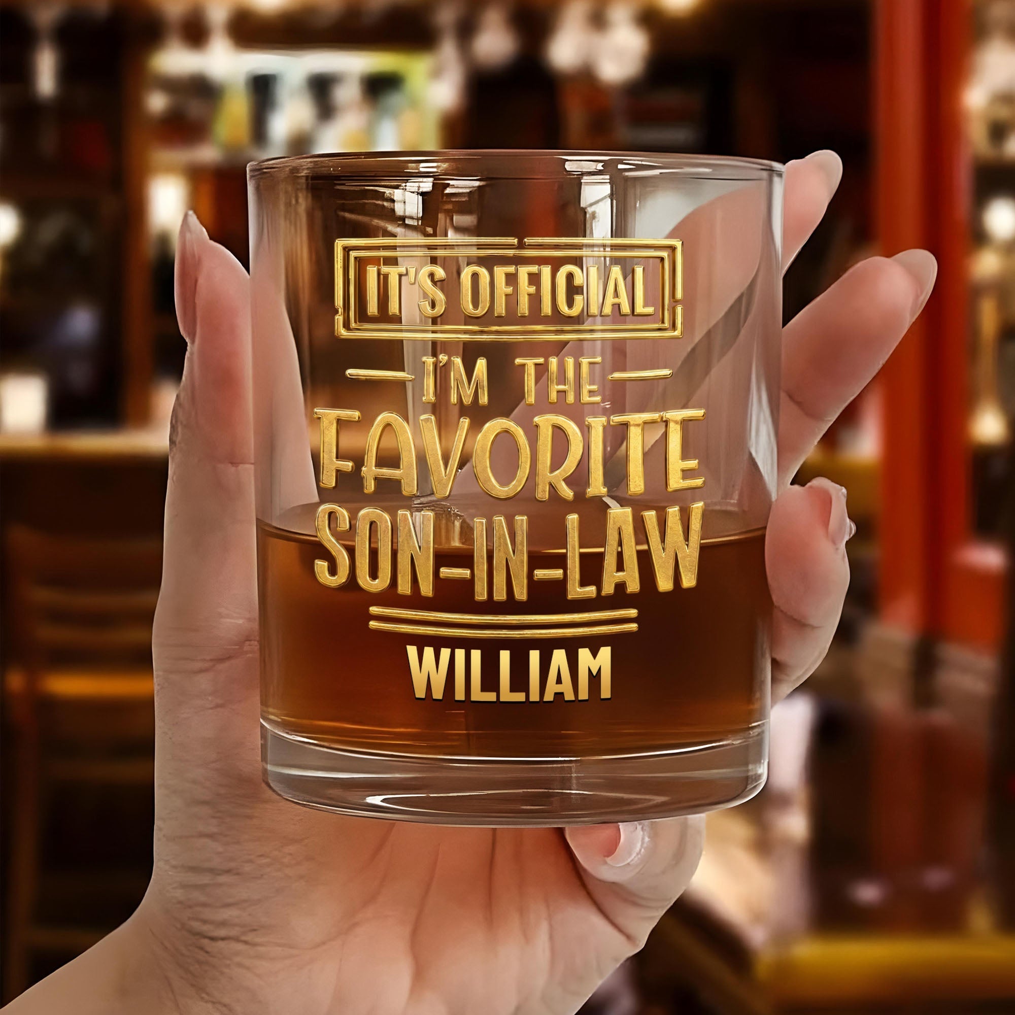Personalized Whiskey Glass Custom Name Gift for Son-in-Law