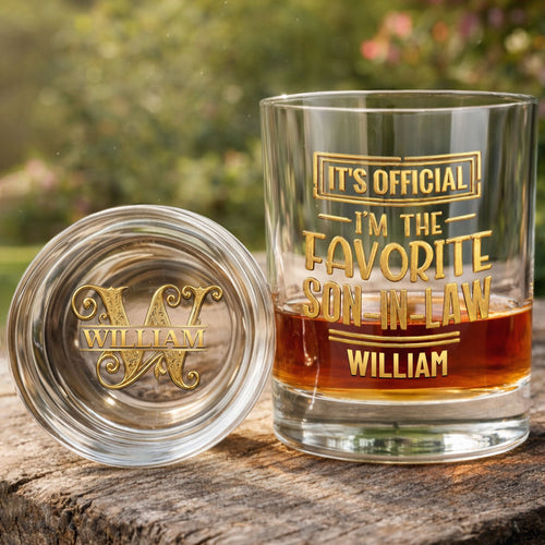 Personalized Whiskey Glass Custom Name Gift for Son-in-Law