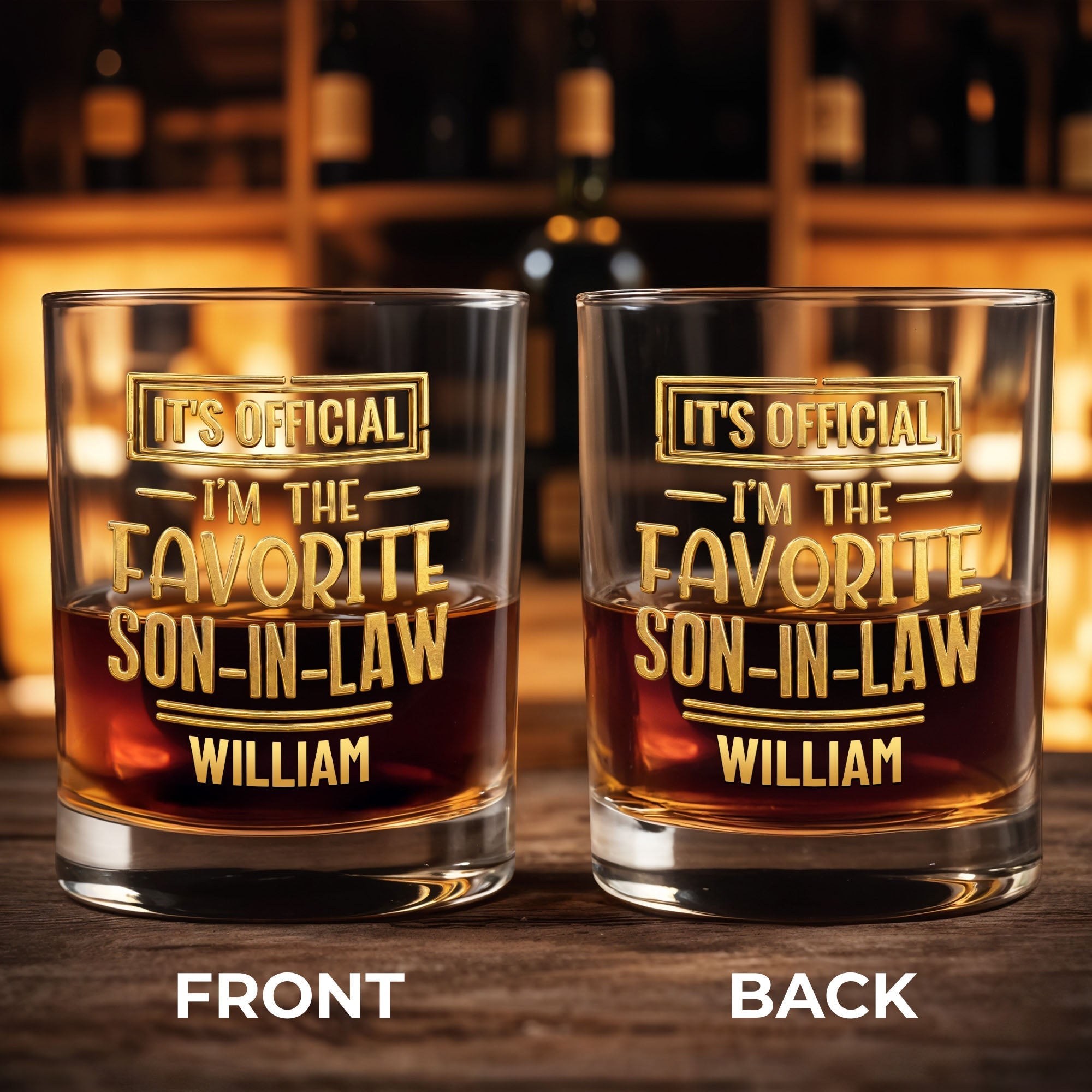 Personalized Whiskey Glass Custom Name Gift for Son-in-Law