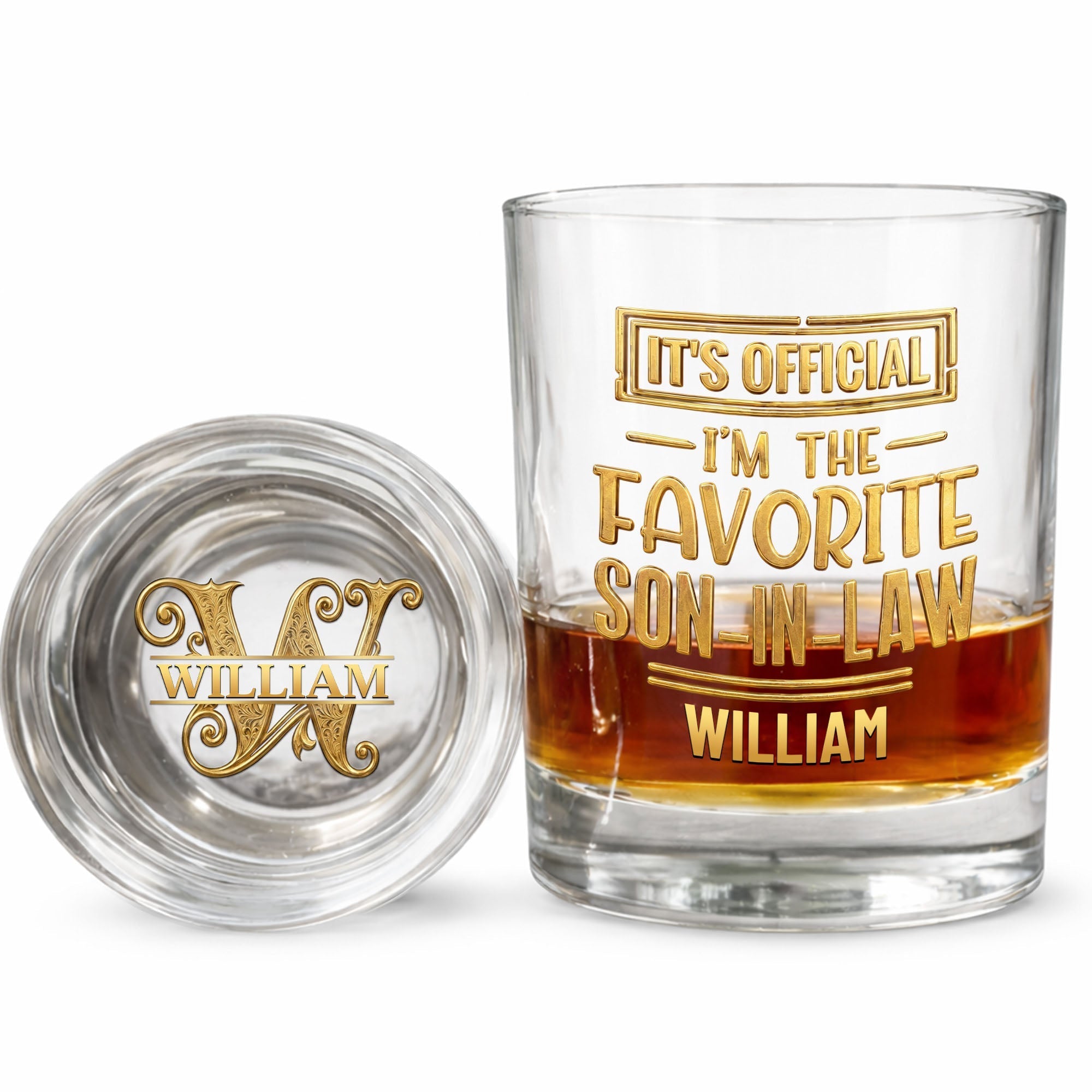 Personalized Whiskey Glass Custom Name Gift for Son-in-Law