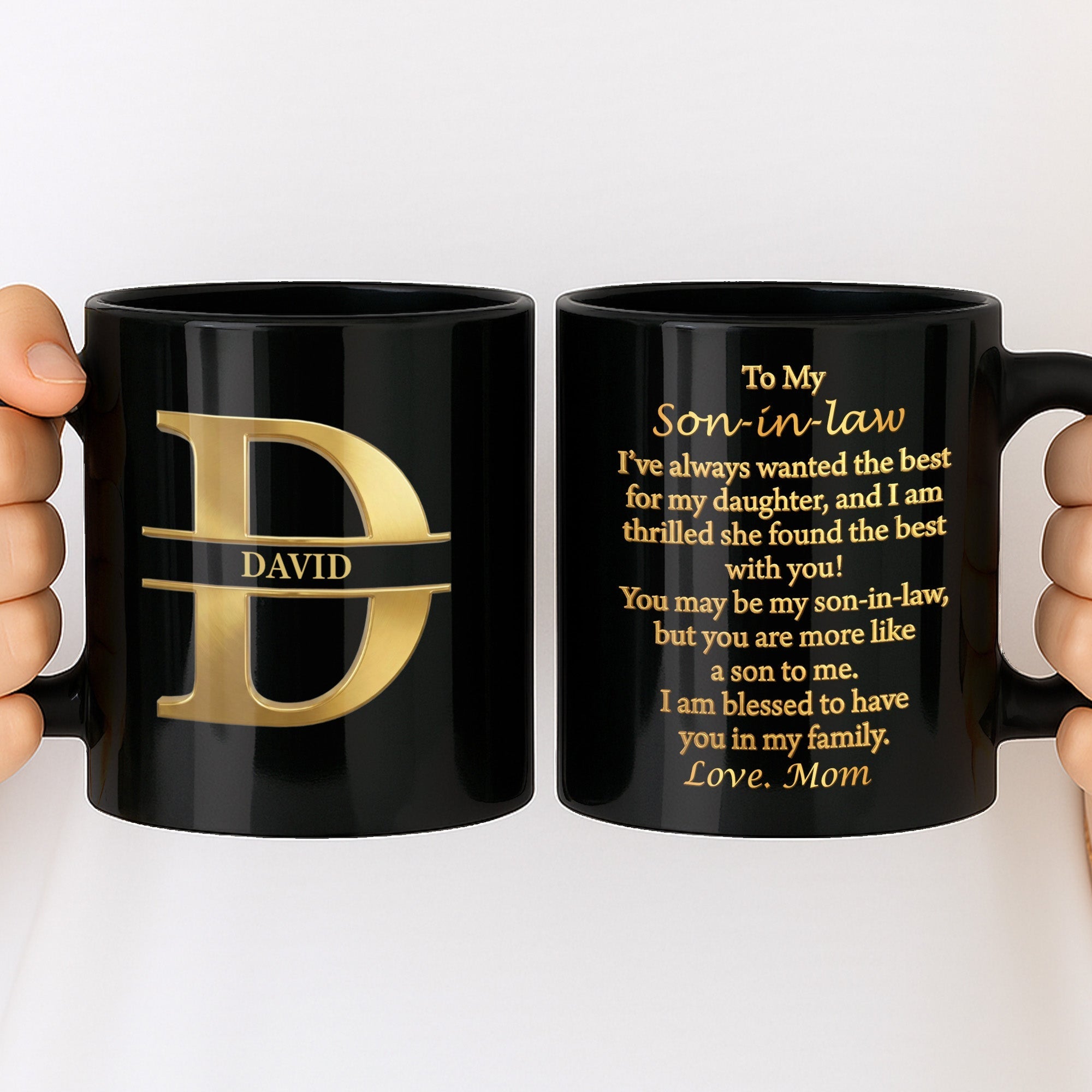 Personalized Black Mug Custom Name Gift for Son-in-Law