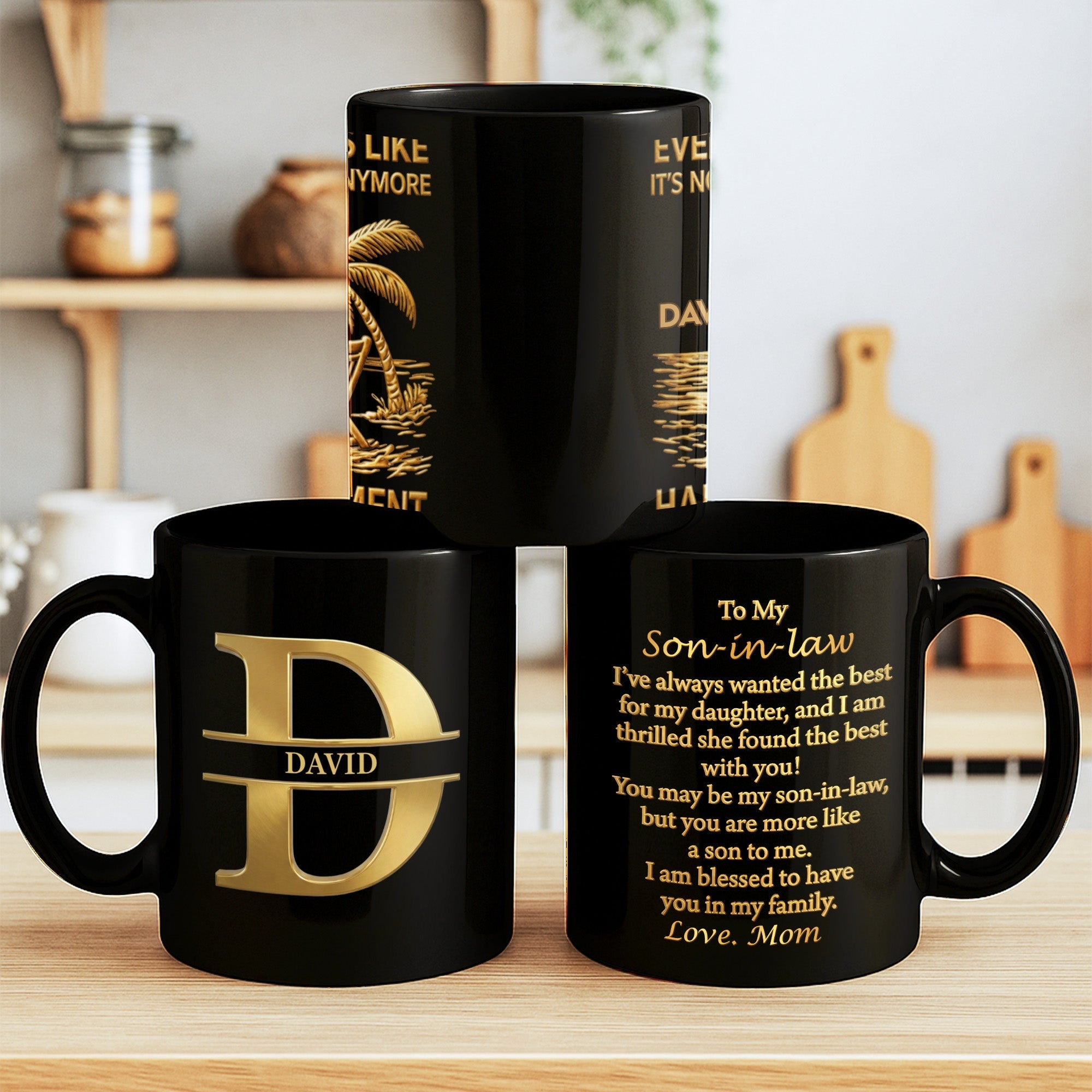 Personalized Black Mug Custom Name Gift for Son-in-Law