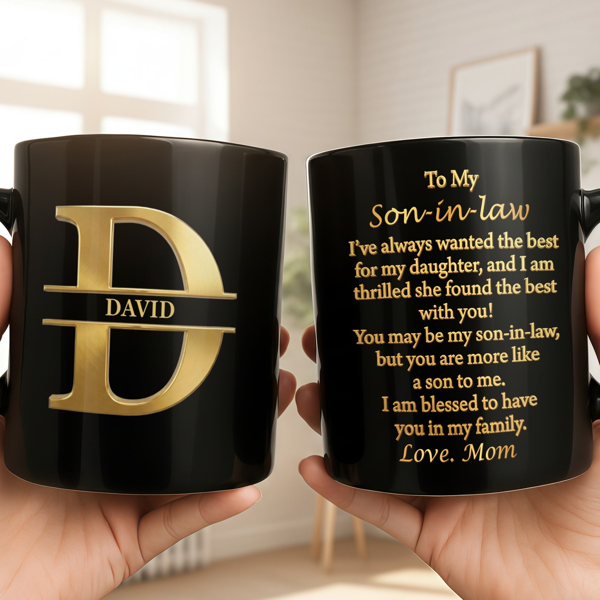 Personalized Black Mug Custom Name Gift for Son-in-Law