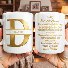 Load image into Gallery viewer, Personalized Gold Monogram Coffee Mug Gift for Son-in-Law
