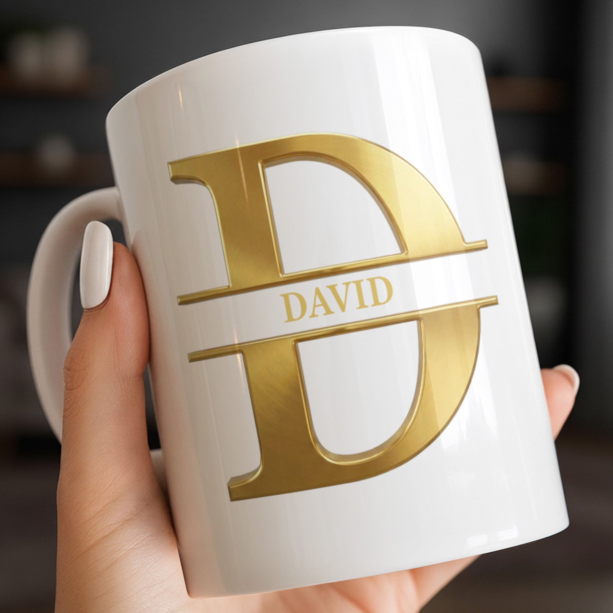 Personalized Gold Monogram Coffee Mug Gift for Son-in-Law