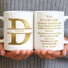 Load image into Gallery viewer, Personalized Gold Monogram Coffee Mug Gift for Son-in-Law

