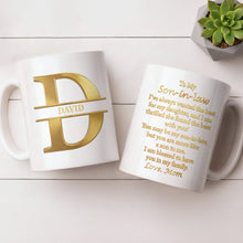 Load image into Gallery viewer, Personalized Gold Monogram Coffee Mug Gift for Son-in-Law
