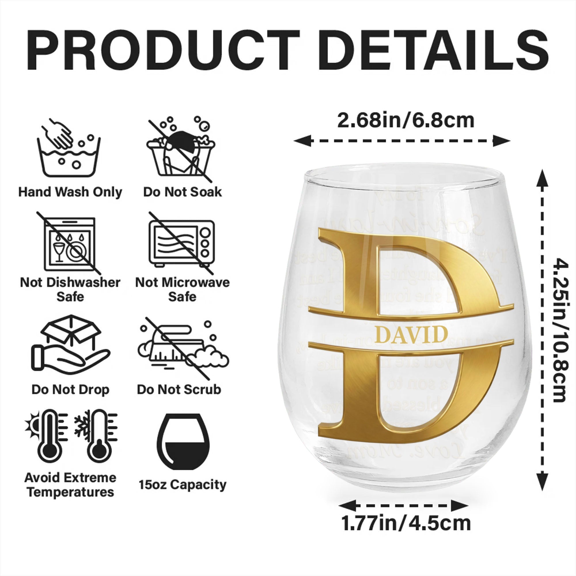 Personalized Stemless Wine Glass Custom Name Gift for Son-in-Law