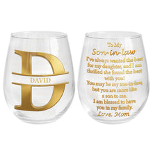 Load image into Gallery viewer, Personalized Stemless Wine Glass Custom Name Gift for Son-in-Law
