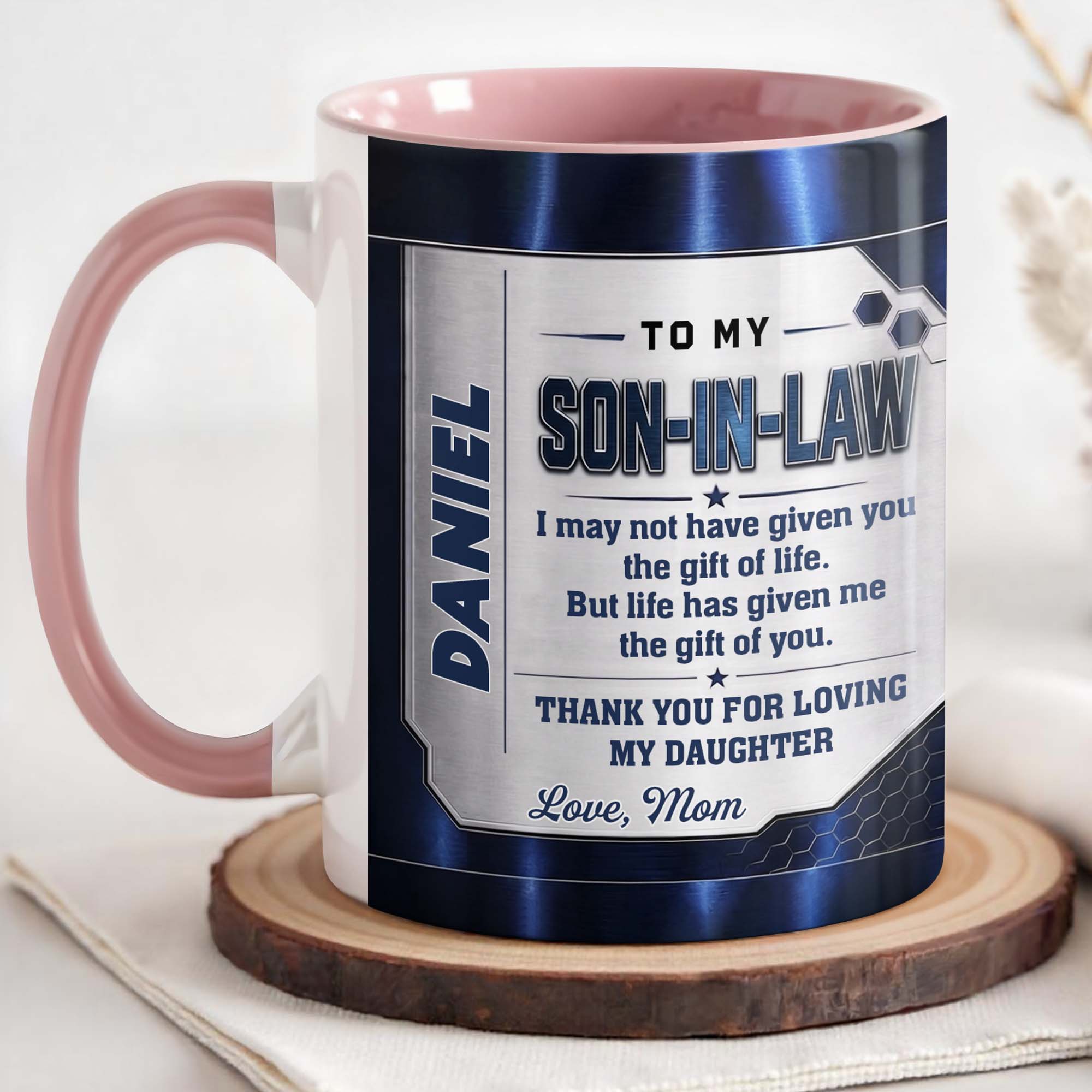 Personalized Accent Mug for Son-In-Law Custom Message Gift