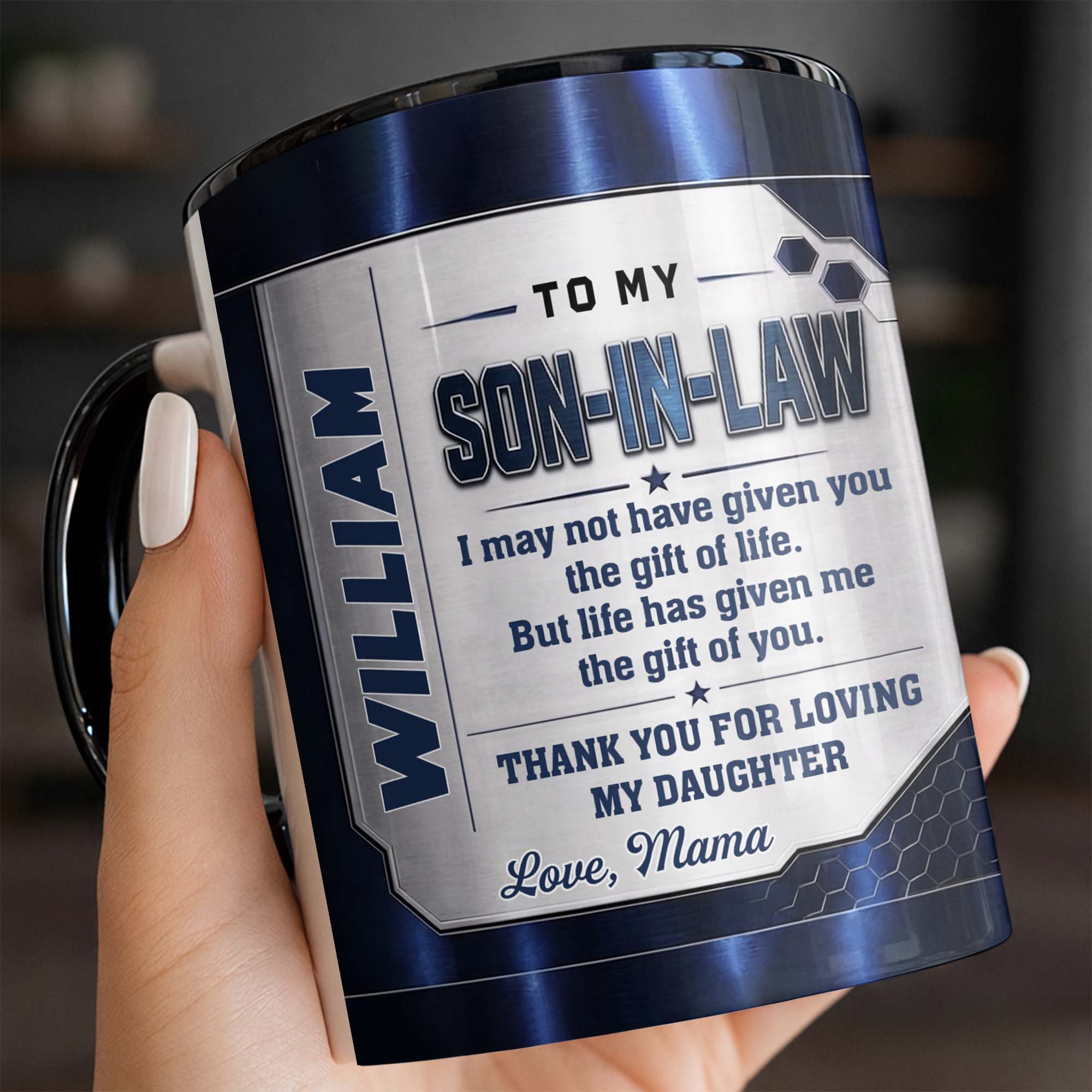 Personalized Accent Mug for Son-In-Law Custom Message Gift