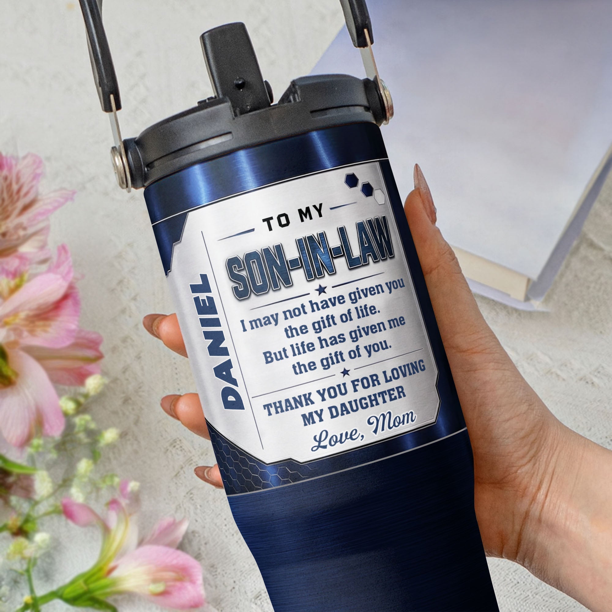 Personalized 30oz Tumbler Gift for Son-in-Law with Handle