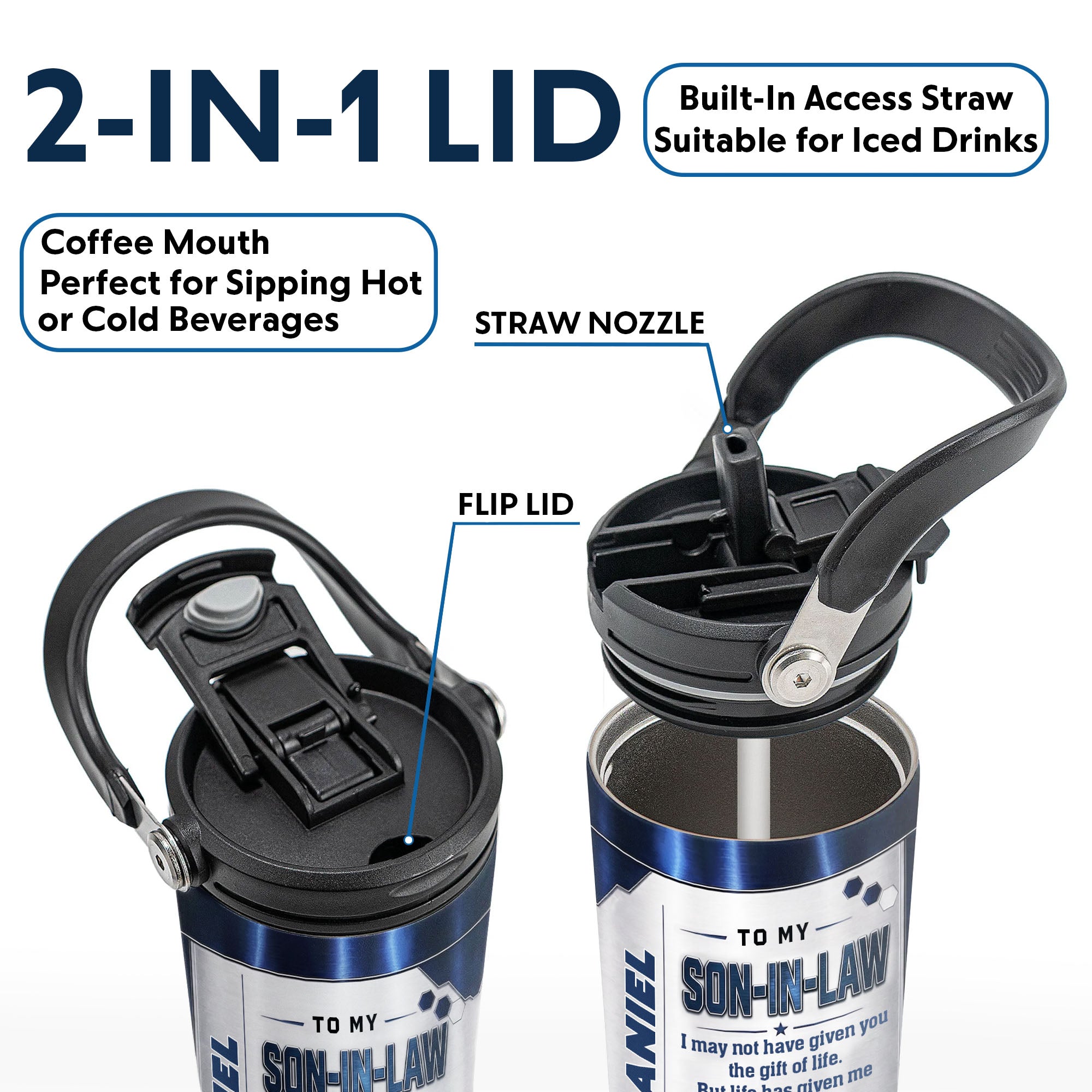 Personalized 30oz Tumbler Gift for Son-in-Law with Handle