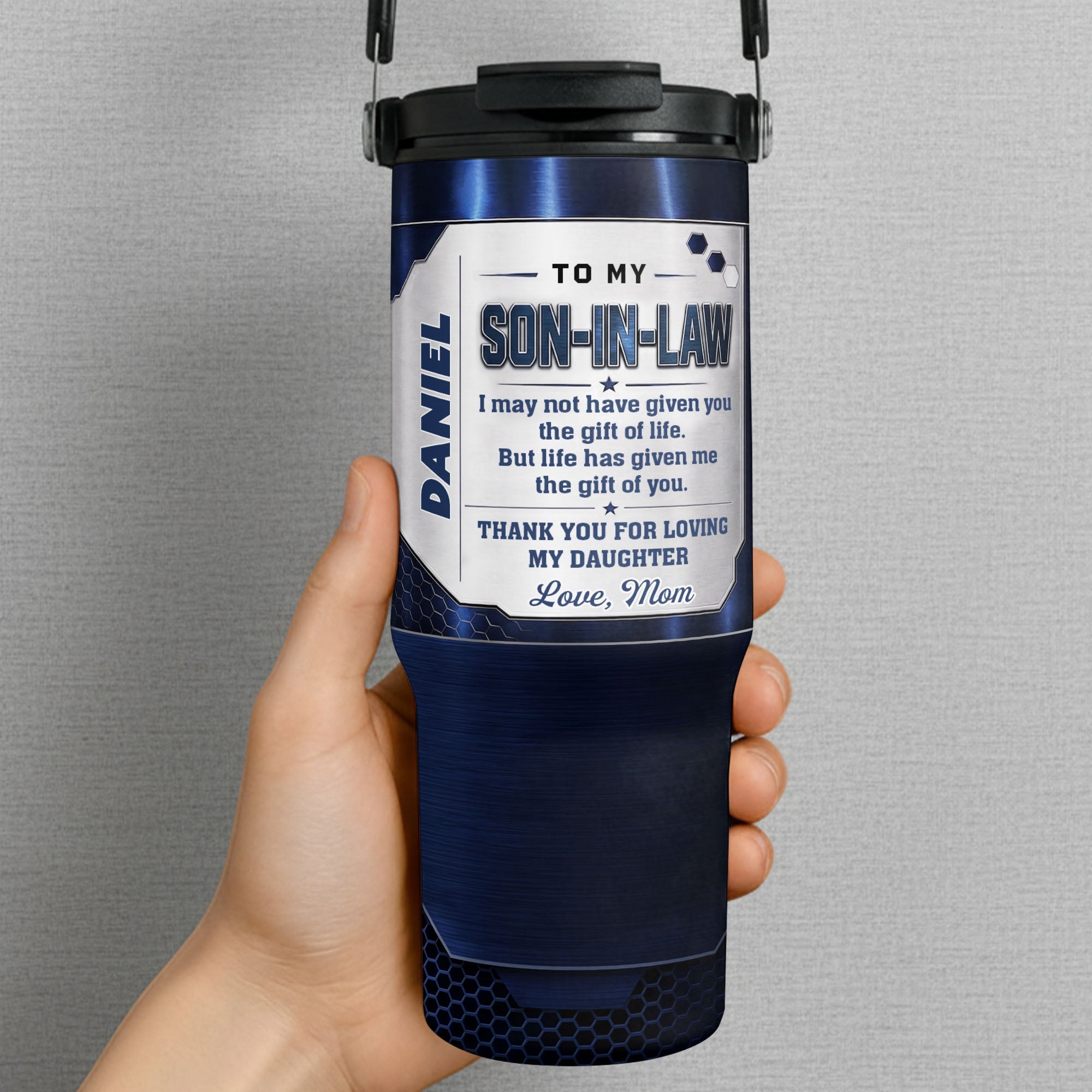 Personalized 30oz Tumbler Gift for Son-in-Law with Handle