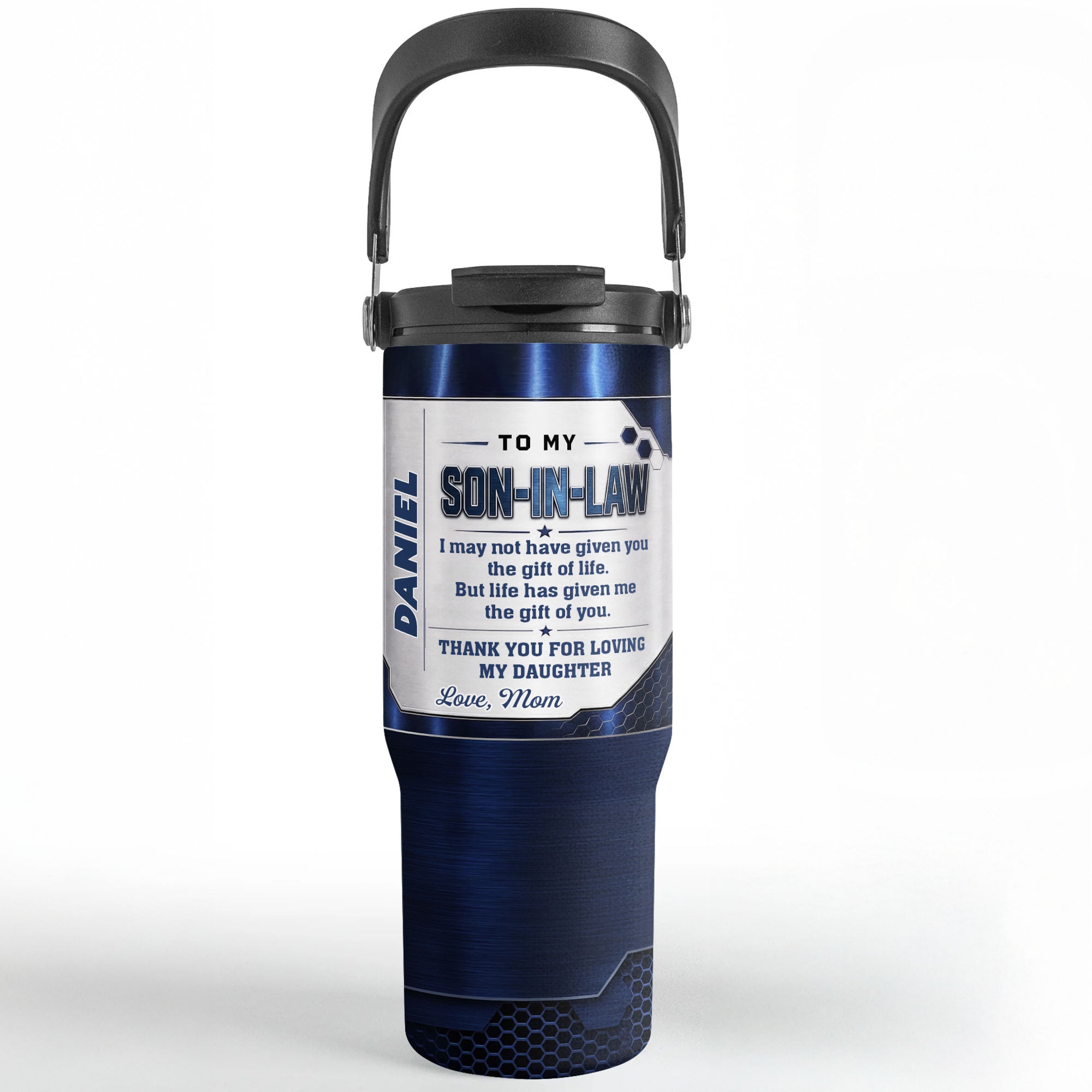 Personalized 30oz Tumbler Gift for Son-in-Law with Handle