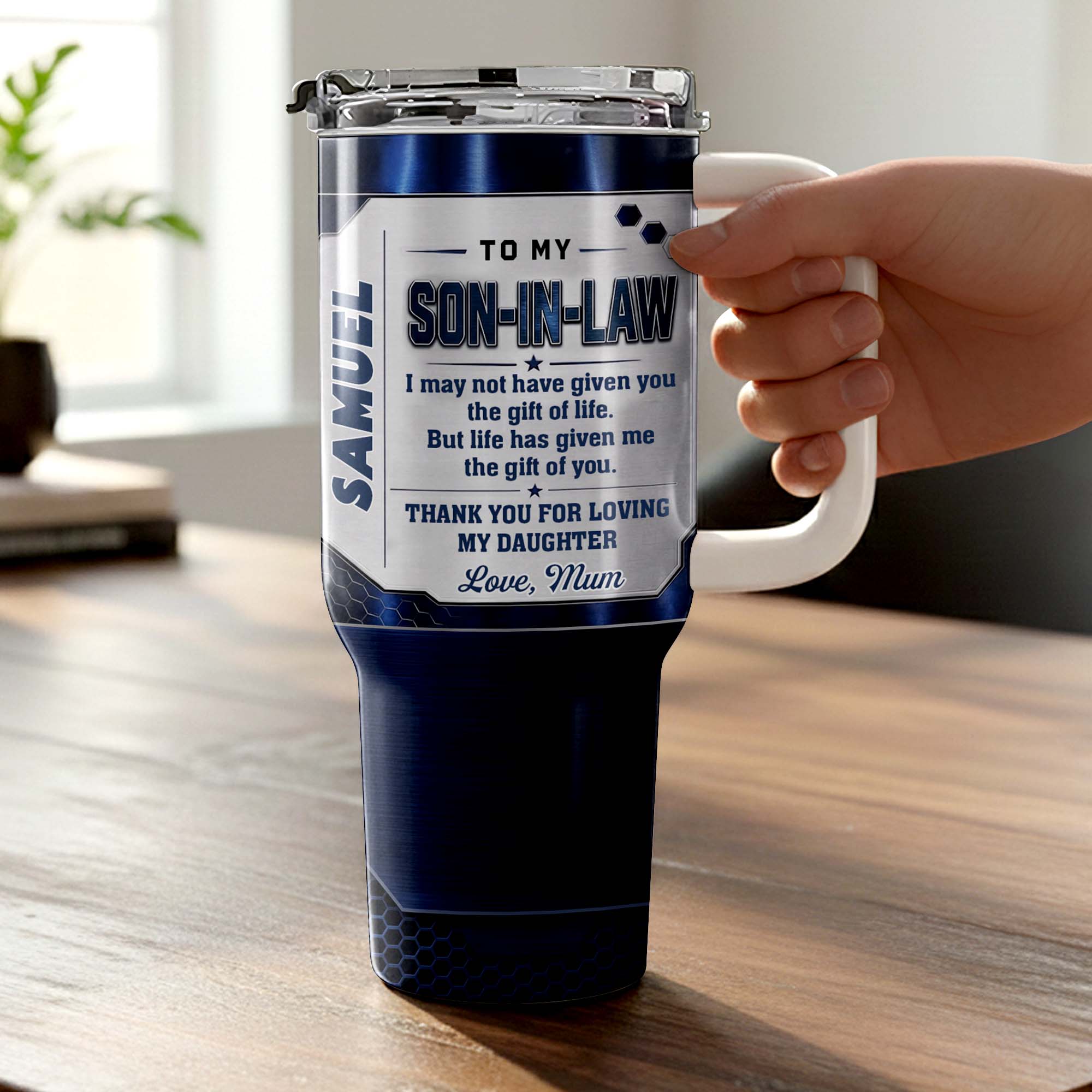 Customized 40oz Tumbler Gift for Son-in-Law with Straw