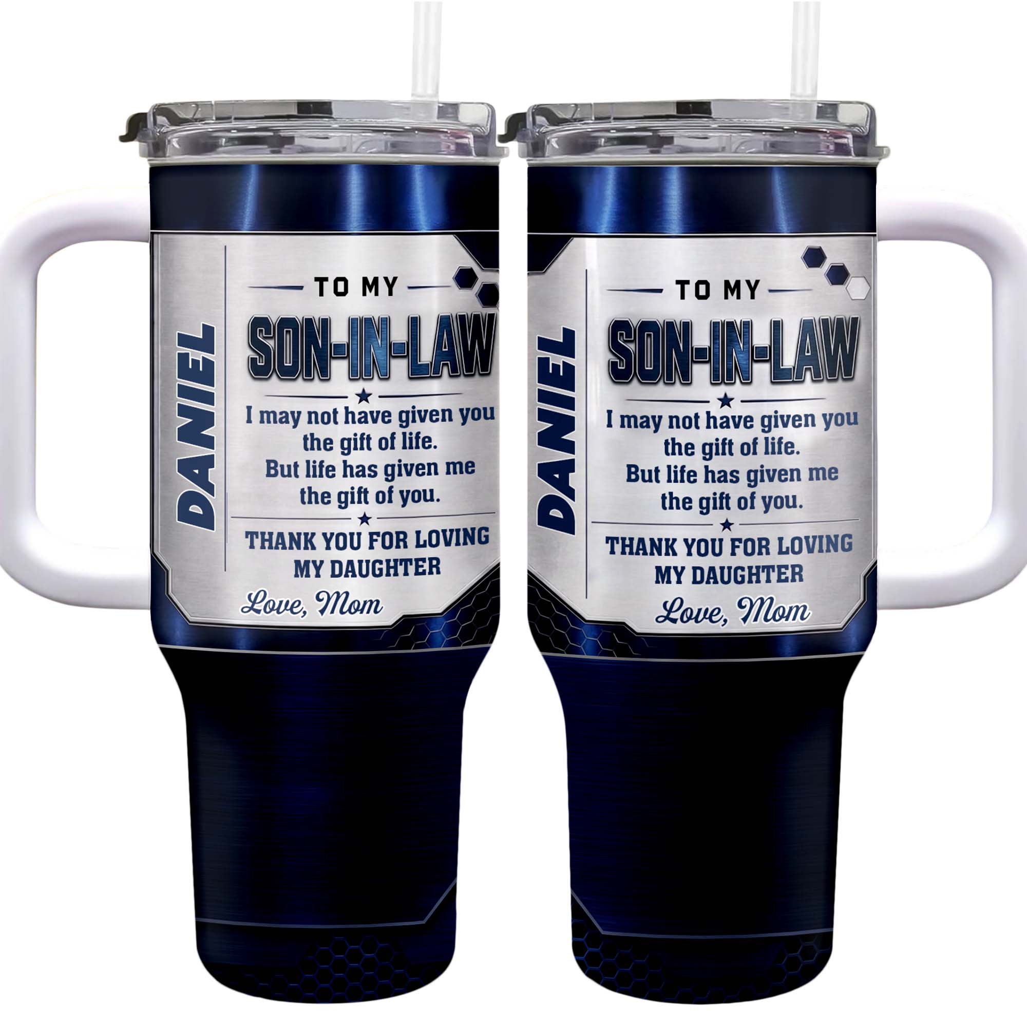 Customized 40oz Tumbler Gift for Son-in-Law with Straw