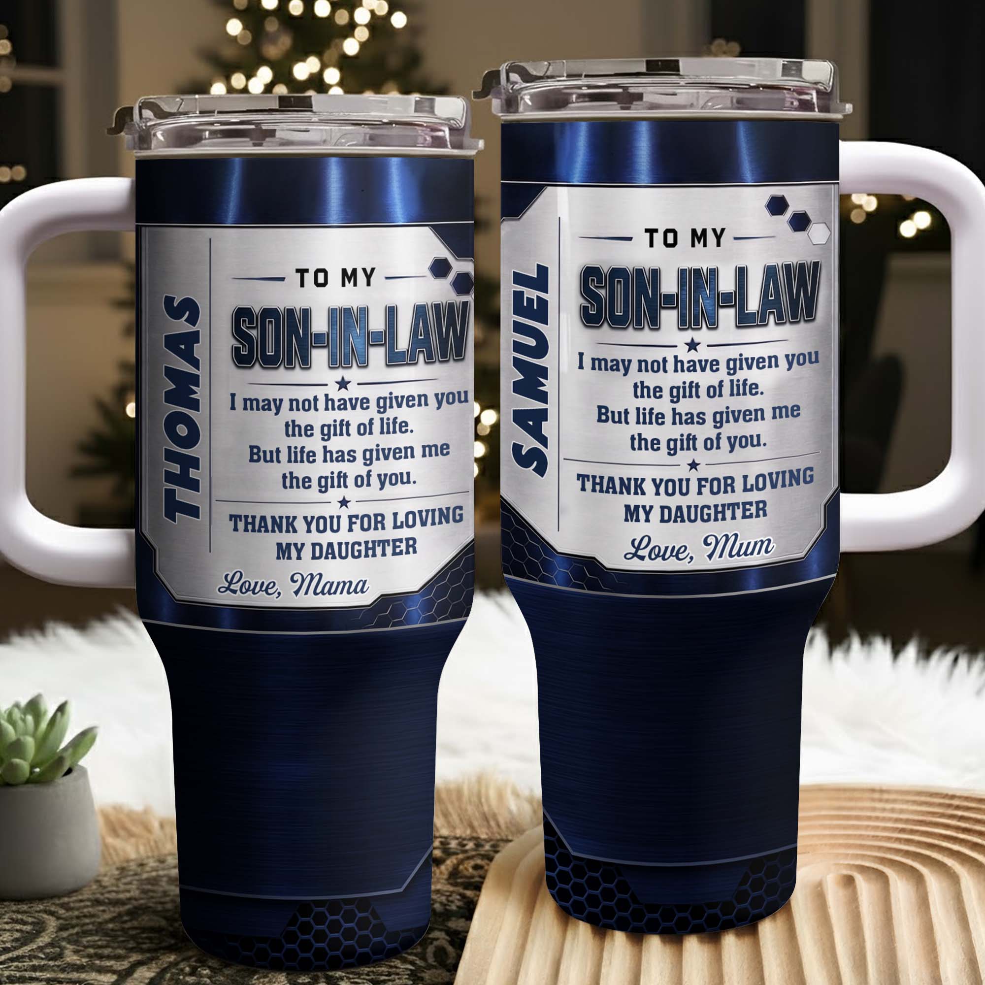 Customized 40oz Tumbler Gift for Son-in-Law with Straw
