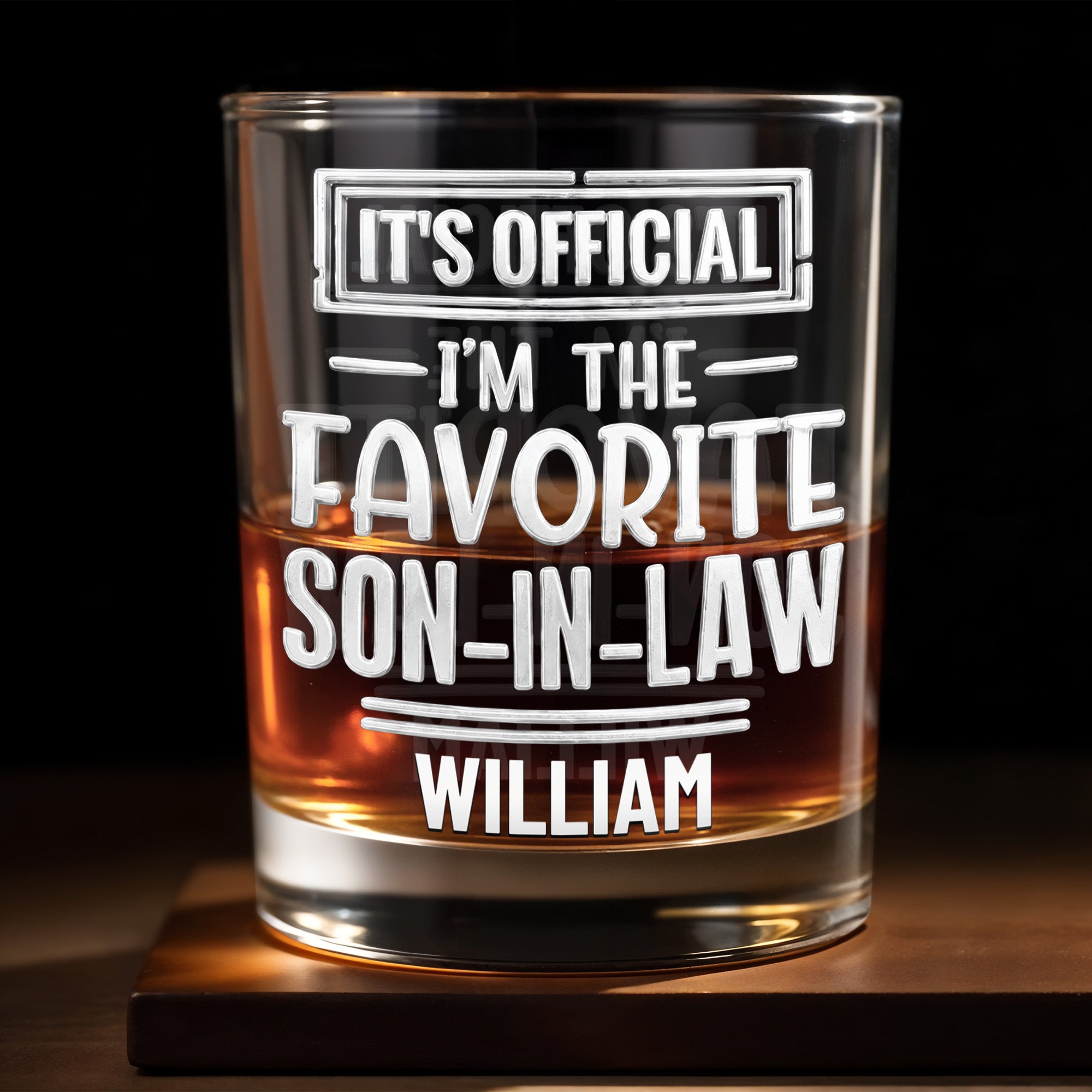 Personalized Custom Whiskey Glass Gift for Son-In-Law Birthday
