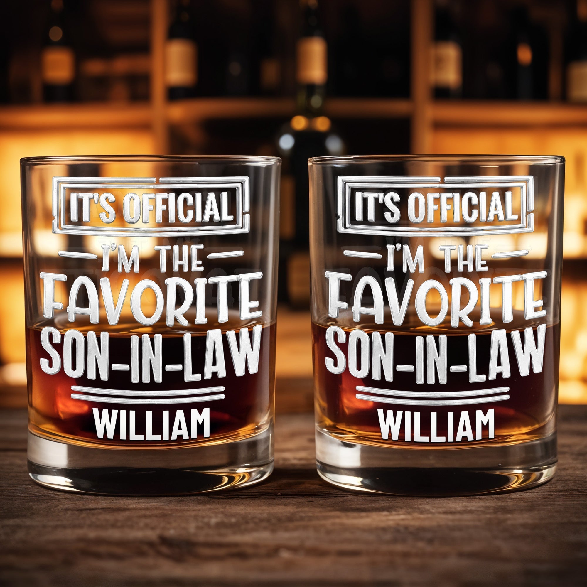 Personalized Custom Whiskey Glass Gift for Son-In-Law Birthday
