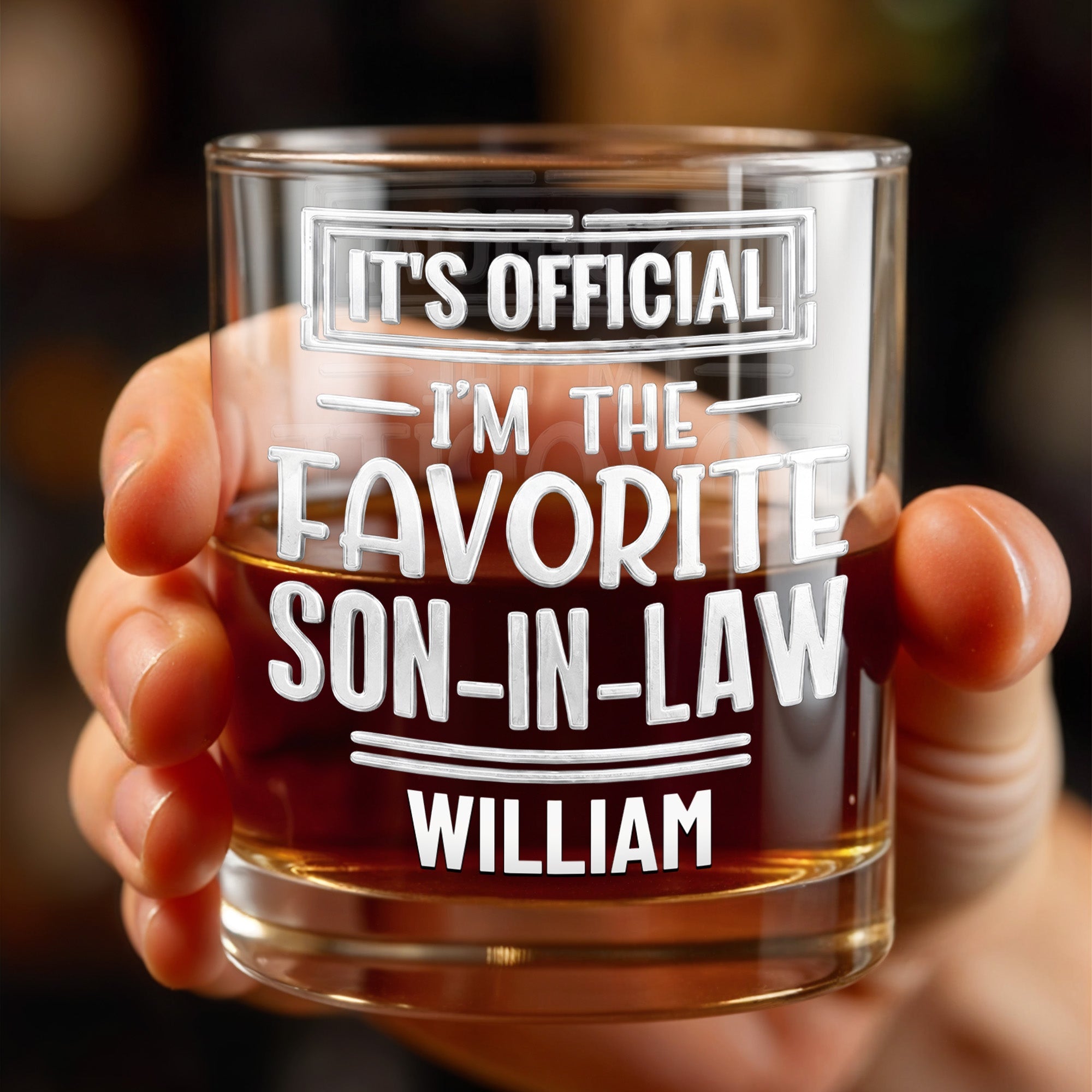 Personalized Custom Whiskey Glass Gift for Son-In-Law Birthday