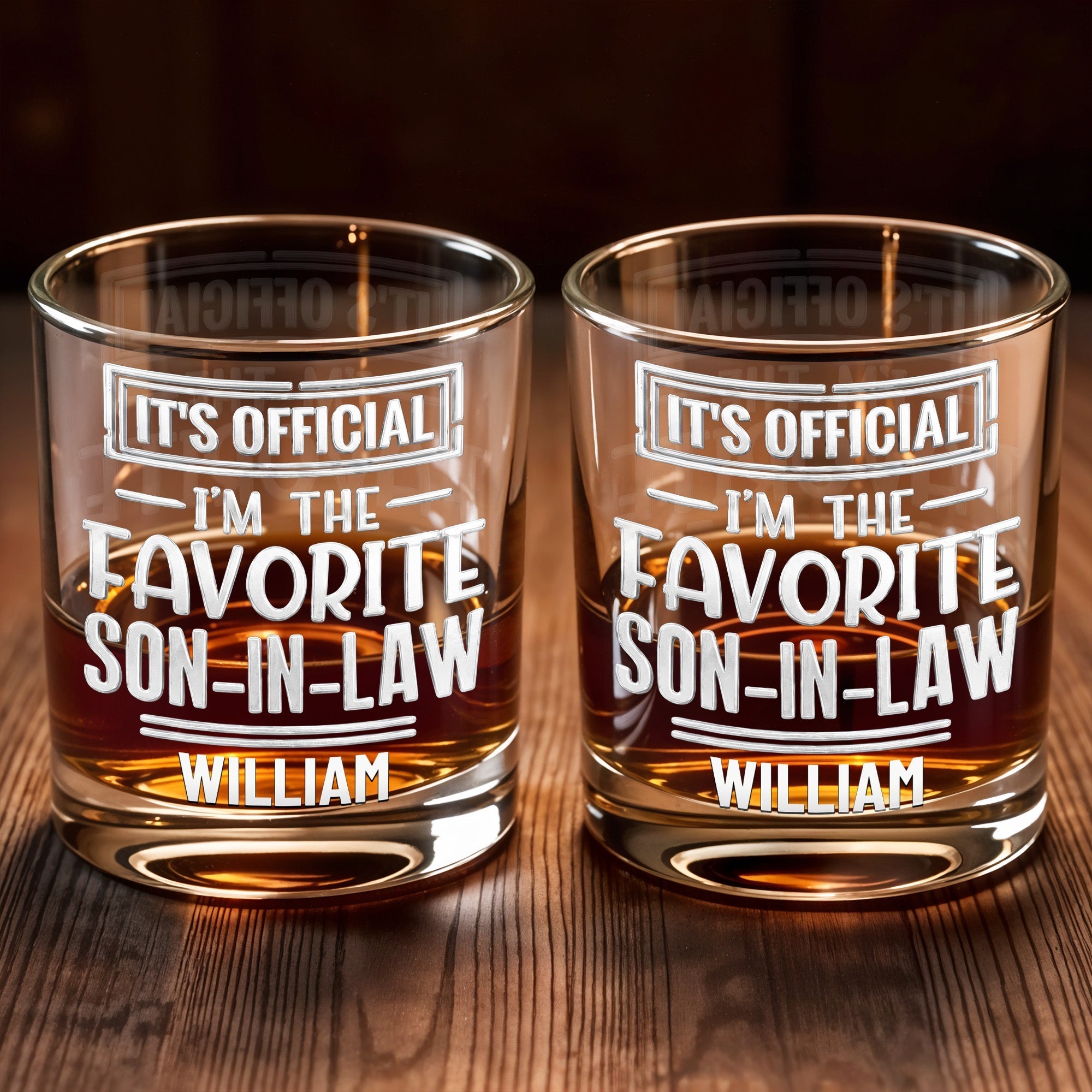 Personalized Custom Whiskey Glass Gift for Son-In-Law Birthday