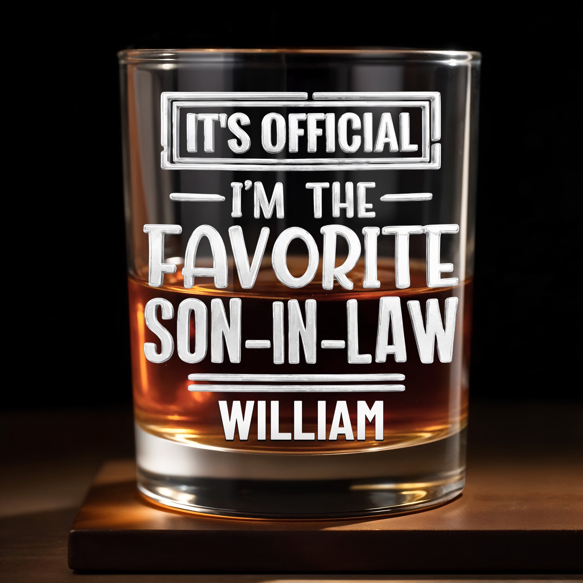 Personalized Custom Whiskey Glass Gift for Son-In-Law Birthday