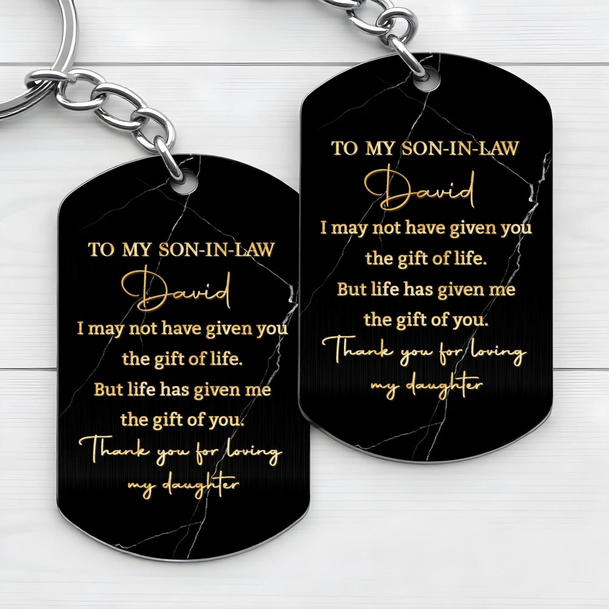 Personalized Stainless Steel Keychain Gift for Son-in-Law