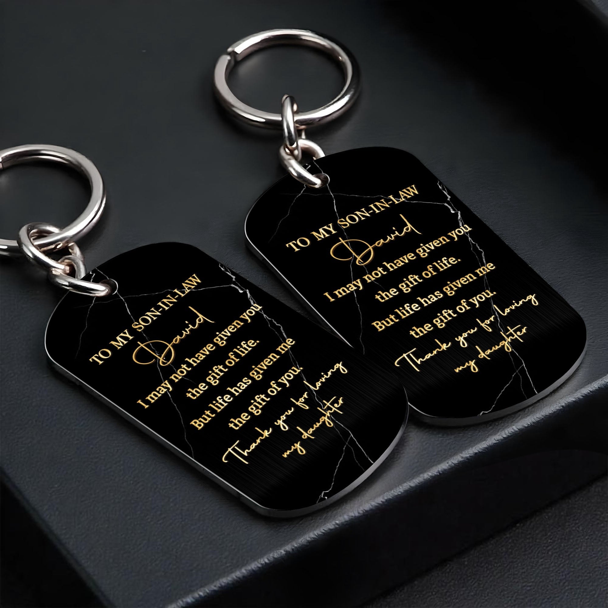 Personalized Stainless Steel Keychain Gift for Son-in-Law