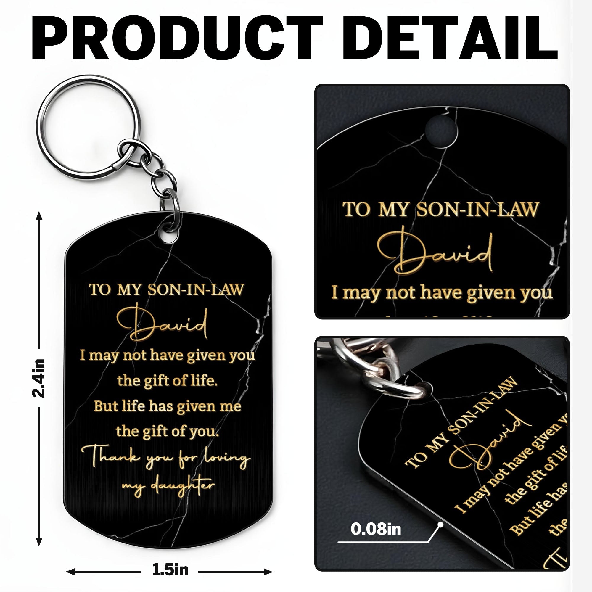 Personalized Stainless Steel Keychain Gift for Son-in-Law
