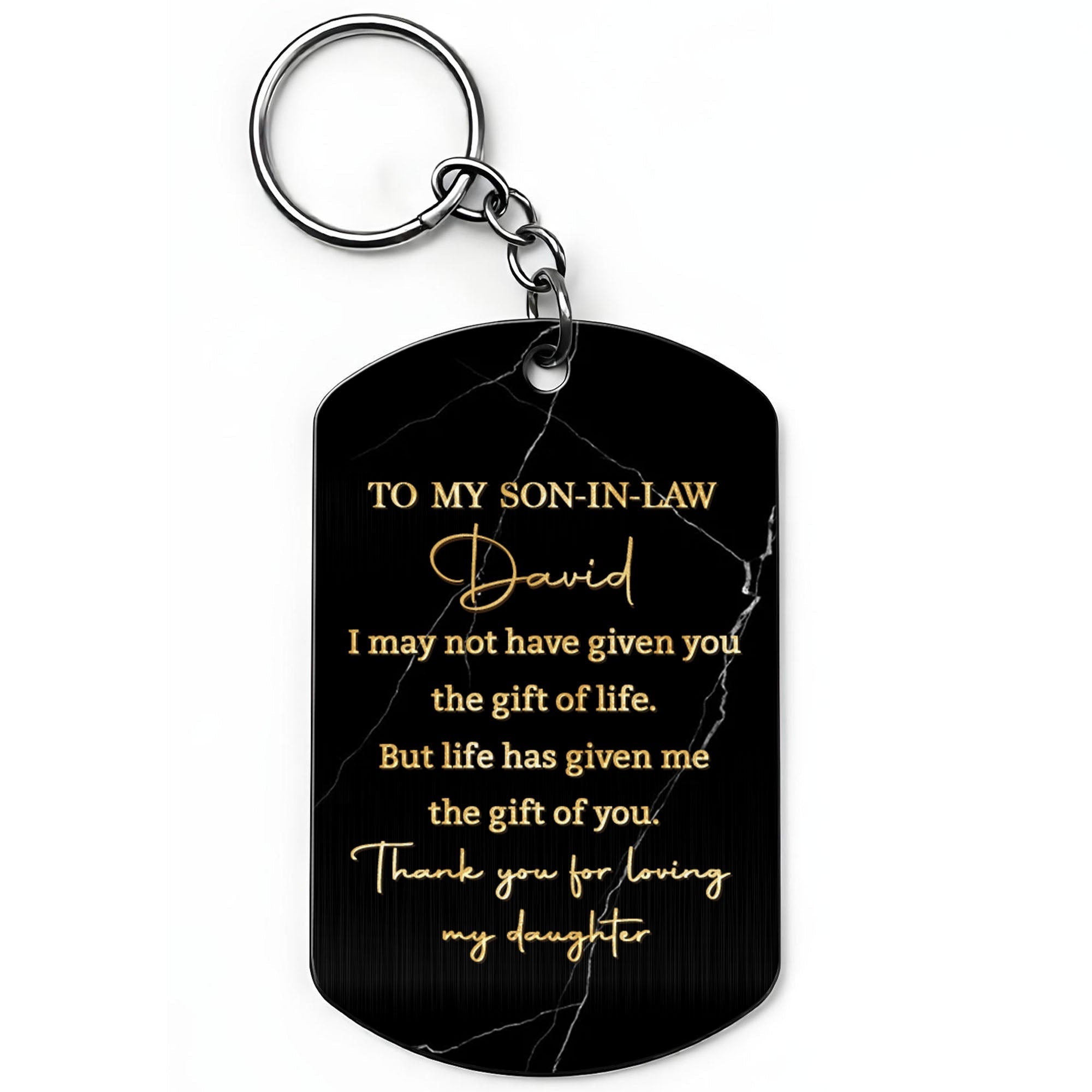 Personalized Stainless Steel Keychain Gift for Son-in-Law