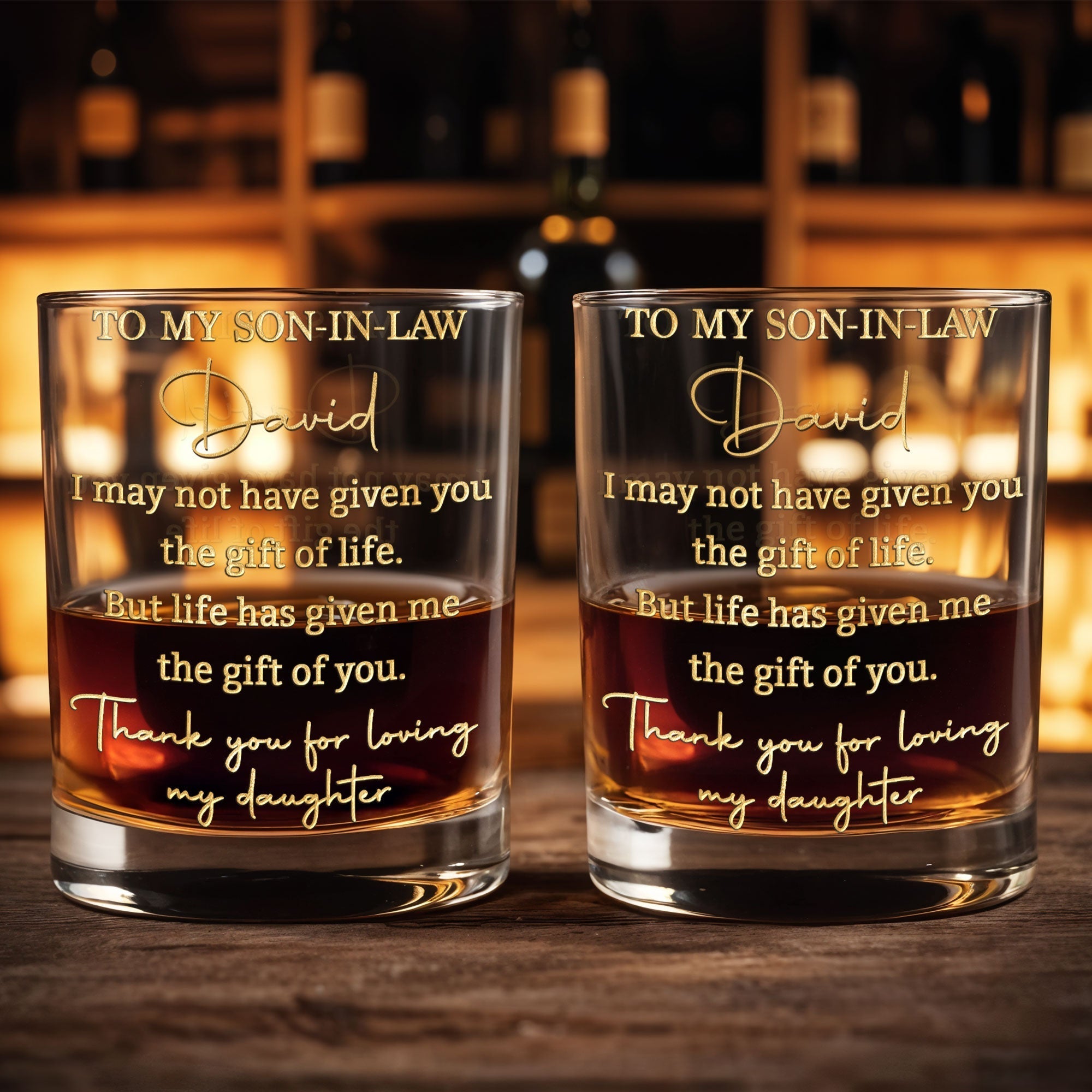 Personalized Custom Whiskey Glass Gift for Son-in-Law