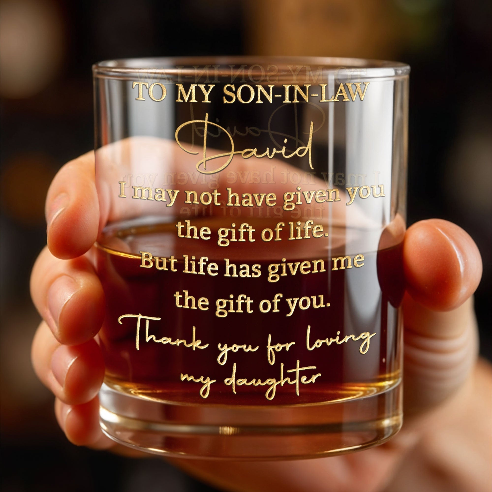 Personalized Custom Whiskey Glass Gift for Son-in-Law
